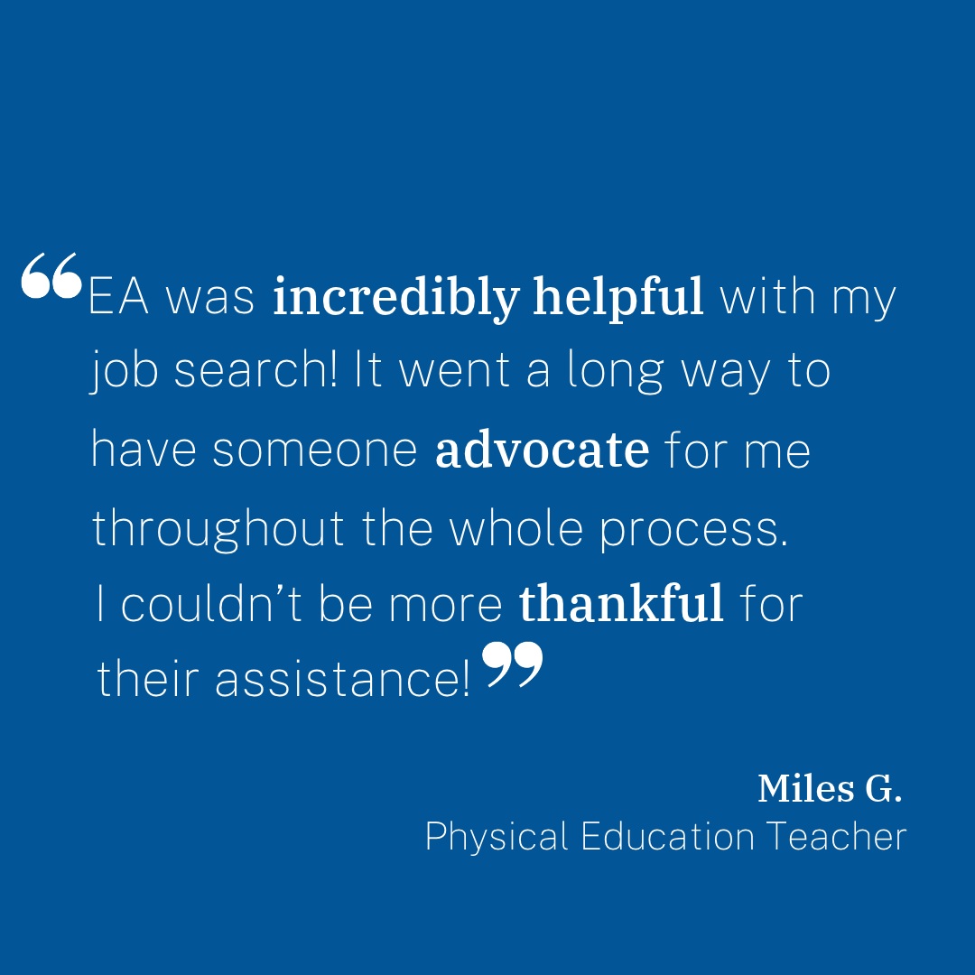 At EA, our Placement Managers are here to be your advocates throughout your job search.
.
.
.
#educatorsally #indyschools #privateschools #boardingschools #dayschools #education #jobsearch #jobsearching #teachers #teacherjobs #teaching #teachingjobs