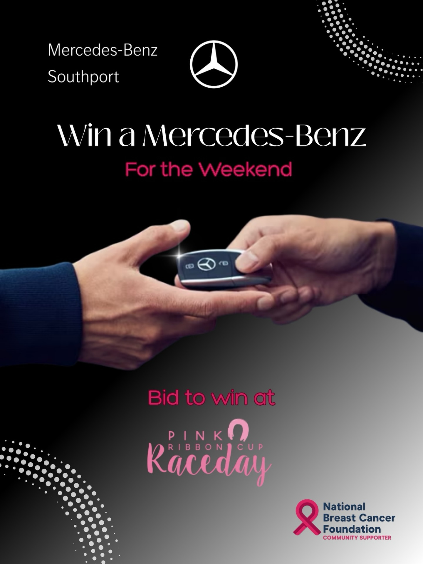 BID. WIN. DRIVE
Ready to upgrade your weekend?
Here’s your chance to get behind the wheel of a Mercedes-Benz and a little luxury on the road - thanks to Mercedes-Benz Southport.
This incredible experience is going under the hammer this Saturday and it one auction item you’ll want to put your hand up for.
🩷 Bid generously. Drive fabulously. Make a difference.
Mercedes-Benz Southport | 135 Ferry Rd, Southport
#pinkribboncupraceday #mercedesbenzau #nbcf #charityauction #goldcoast