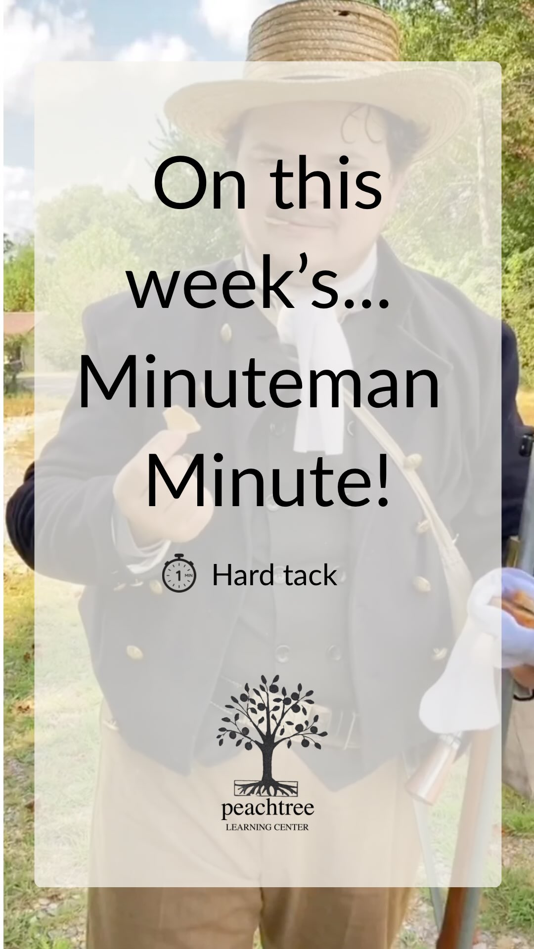 ⏱️Minuteman Minute: Hard tack
How do you feed thousands of men all at once?
Mr.Eli shares the answer and discusses feeding armies and more in this weeks episode!
Tune in next week for another #minutemanminute with Mr.Eli!