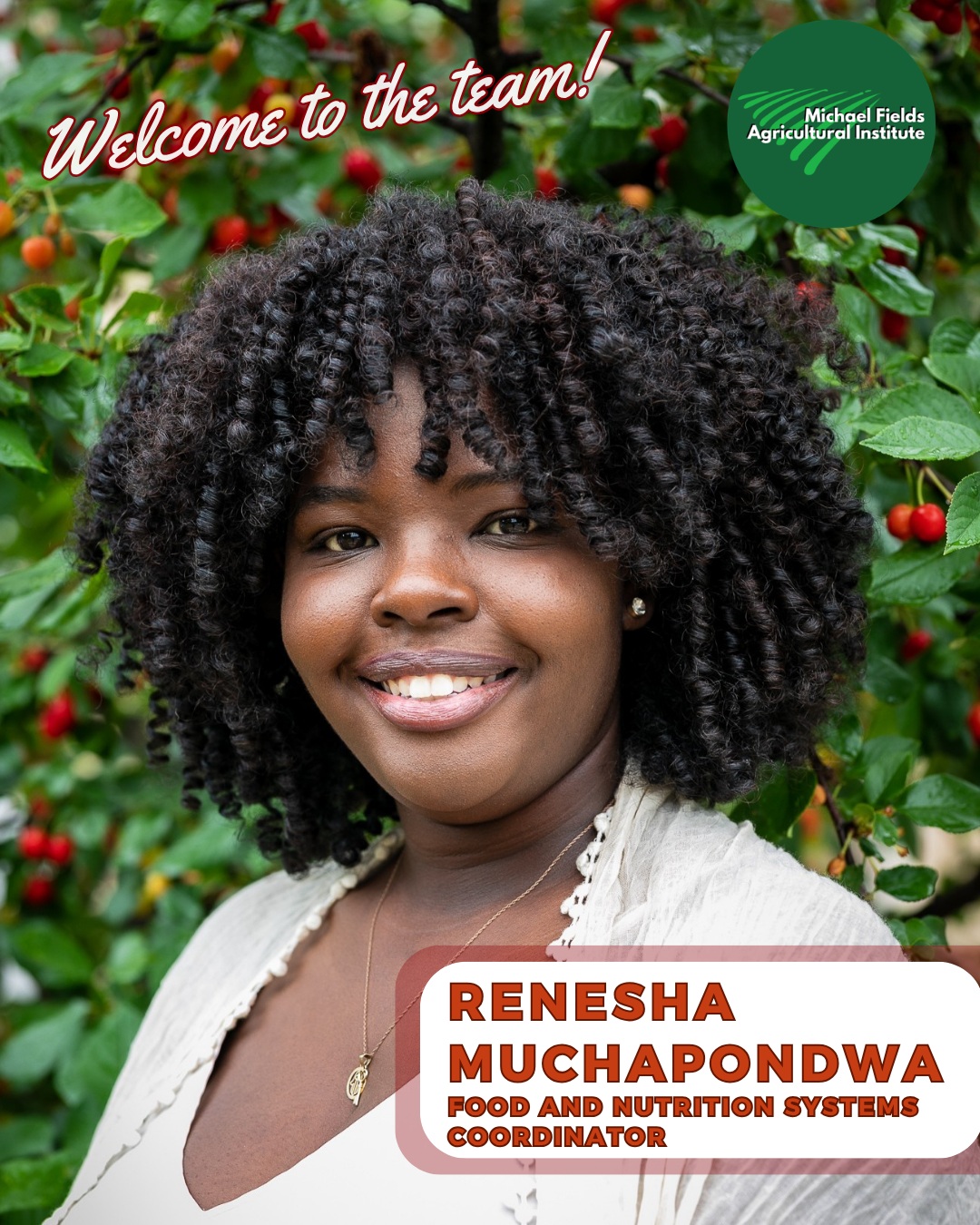 Please help us welcome Renesha Muchapondwa, MFAI’s new Food and Nutrition Systems Coordinator! 👏
Renesha will help lead our new Farm to School partnership with Milwaukee Public Schools, connecting students, teachers, farmers, and local food through hands-on learning and community partnerships.
A Milwaukee native, Renesha brings experience in nutrition, public health, garden-based education, Farm to School programming, and community food systems.
We’re excited to have Renesha on the MFAI team and to launch our Farm to School work in Milwaukee.
Read more about Renesha and what’s ahead in our latest blog post at michaelfields.org