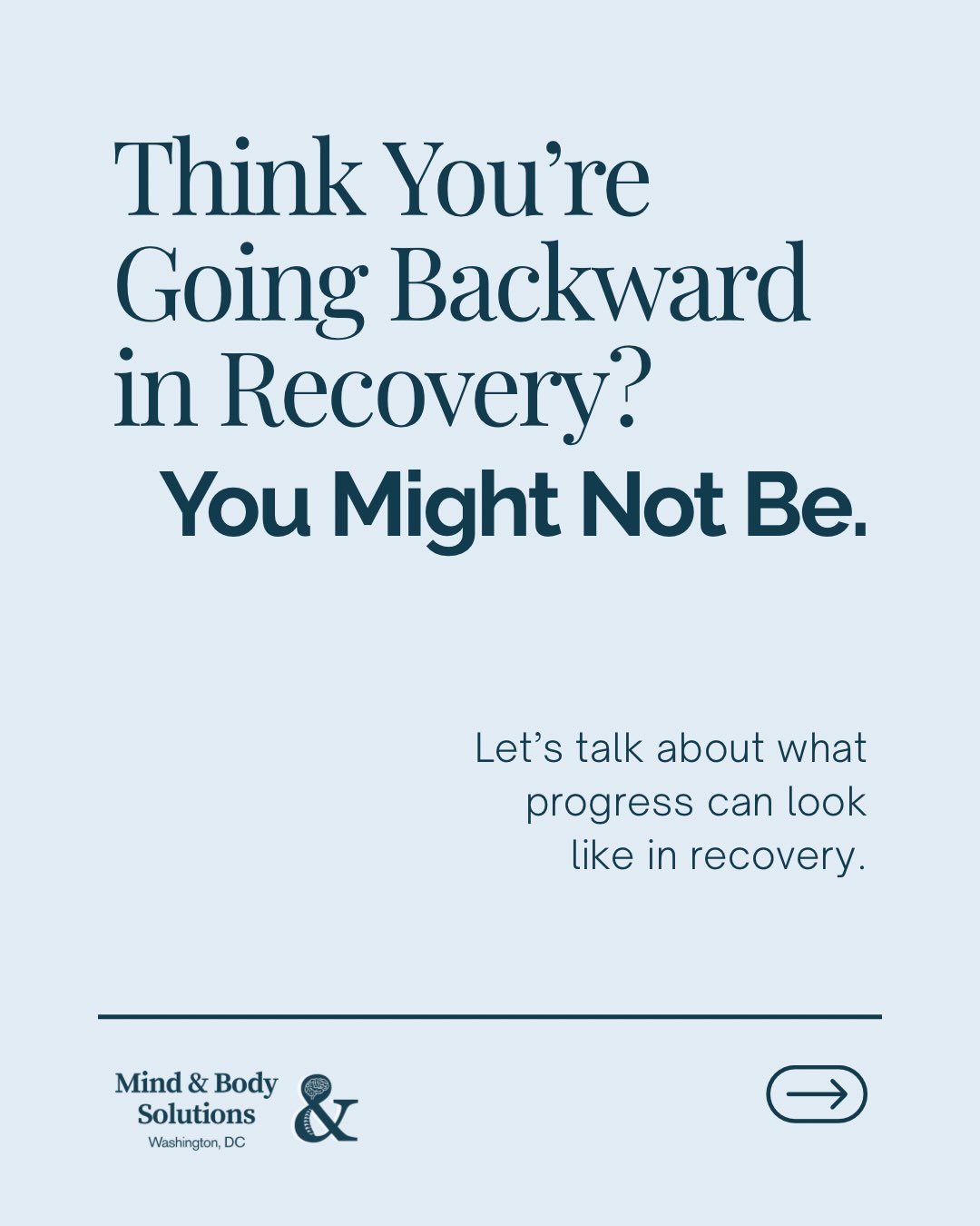 Recovery isn’t a straight line, and progress isn’t always obvious.
Sometimes it’s maintaining a routine. Asking for more support. Changing course when something isn’t working. Recognizing a pattern sooner. Or simply choosing to begin again after a difficult stretch.
For National Recovery Month, we’re celebrating progress in all its forms, including the kind that’s easy to overlook. 💛
Wherever you are in the process, keep going.
#NationalRecoveryMonth #MentalHealthRecovery #RecoverySupport #MentalHealthAwareness #MindAndBodySolutionsDC