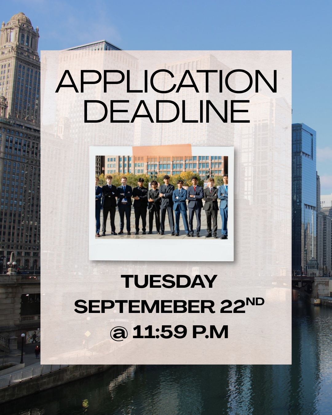 Applications are due tonight (9/22) by 11:59 P.M. Find the application through the link in our bio or on our website!