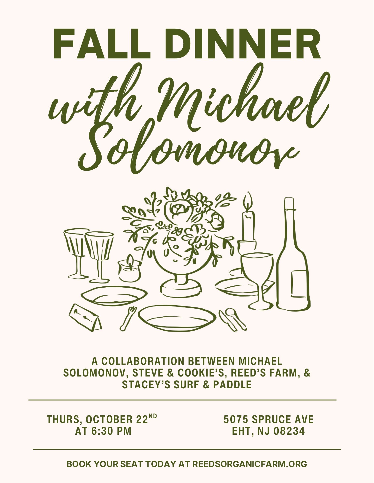We are beyond excited to welcome chefs Michael Solomonov and Andrew Henshaw back to the farm for another unforgettable night bringing together the seasonal bounty of Reed’s Farm and CookNSolo’s bold, vibrant flavors!
This time around we have two ticket options!
✨The Dinner: This ticket is for an intimate, 4-course tasting and wine pairing menu, with a backdrop of the sunset over our beautiful farm!
✨VIP: This ticket includes the private farm dinner as well as a surf experience with Michael himself the following morning (Friday), plus coffee and breakfast at Ventnor 7311!
You don’t want to miss this magical evening of food, conversation, and connection to benefit Reed’s Farm! Thank you to @staceyssurf for making the morning surf session with Chef Mike possible!
Click the link in our bio to get your tickets!