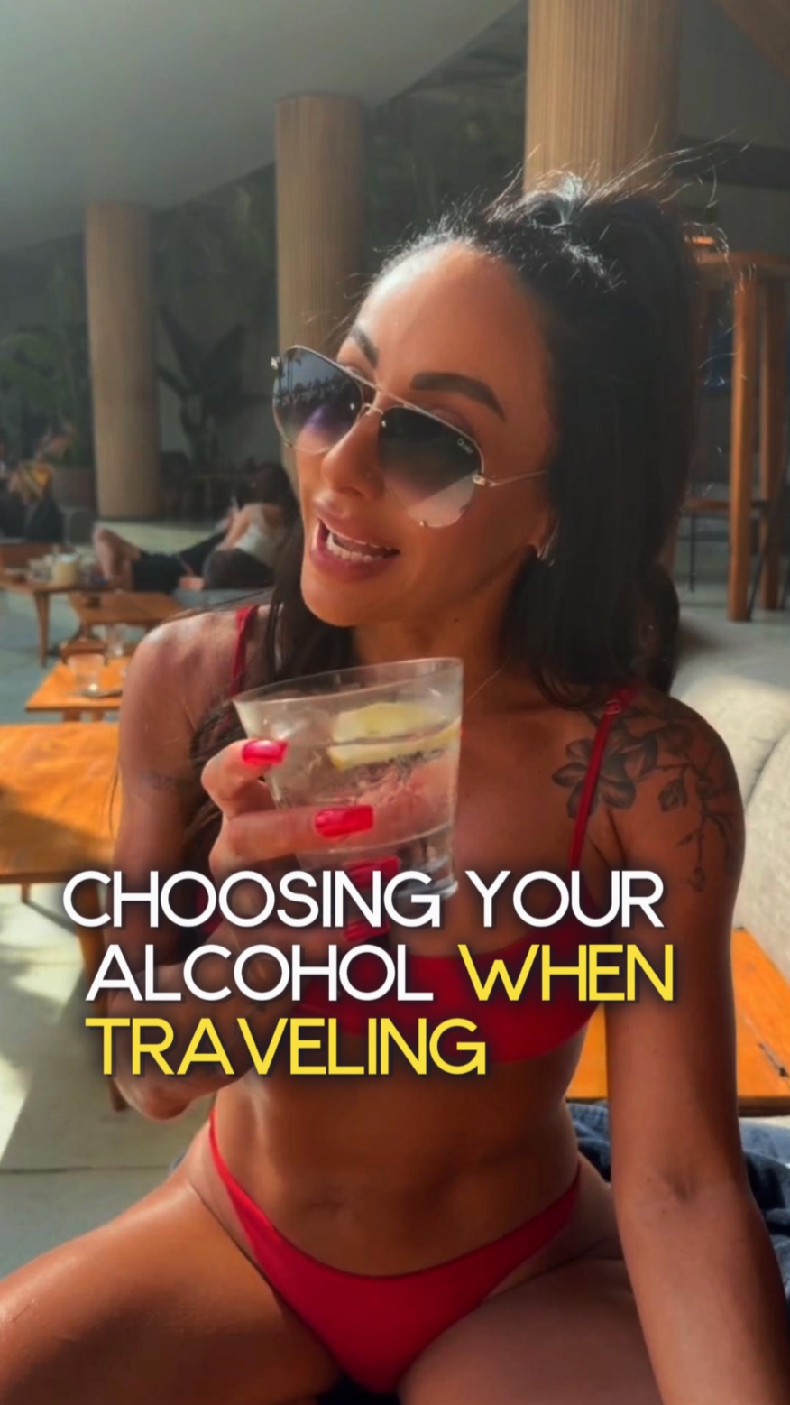 Cocktails on holiday are non-negotiable for a lot of people, and they should be — you're not skipping them. Spirit with soda water and fresh lime is your lowest calorie option by a mile. Wine sits in the middle. The ones that add up fast are the sugary cocktails — piña coladas, daiquiris, anything with syrup — 400+ calories in one glass and you won't even feel it. Doesn't mean don't have the cocktail, means know what you're choosing. Pick your one treat drink, make the rest spirit and soda. You still get the holiday, you're just not drinking a meal's worth of sugar by accident. Comment HOLIDAY and I'll send you the checklist I use every trip.