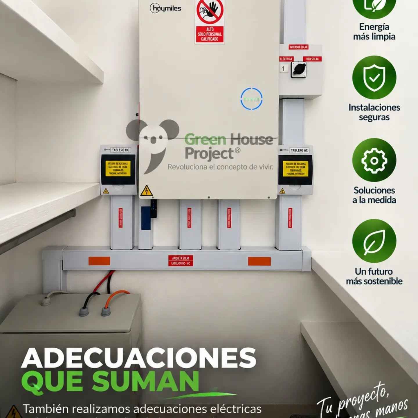 ☀️ No solo instalamos energía solar, transformamos espacios para dejarlos mejor de como los encontramos. 💚
En Green House Project también realizamos las adecuaciones eléctricas necesarias para cada proyecto, buscando instalaciones más organizadas, seguras y funcionales.
⚡ Adecuaciones eléctricas
🔧 Organización y mejora de instalaciones
🛡️ Seguridad y calidad
☀️ Soluciones solares a la medida
Porque un buen proyecto no termina cuando los equipos funcionan: termina cuando todo queda bien hecho.
🌱 Green House Project®
Revoluciona el concepto de vivir.