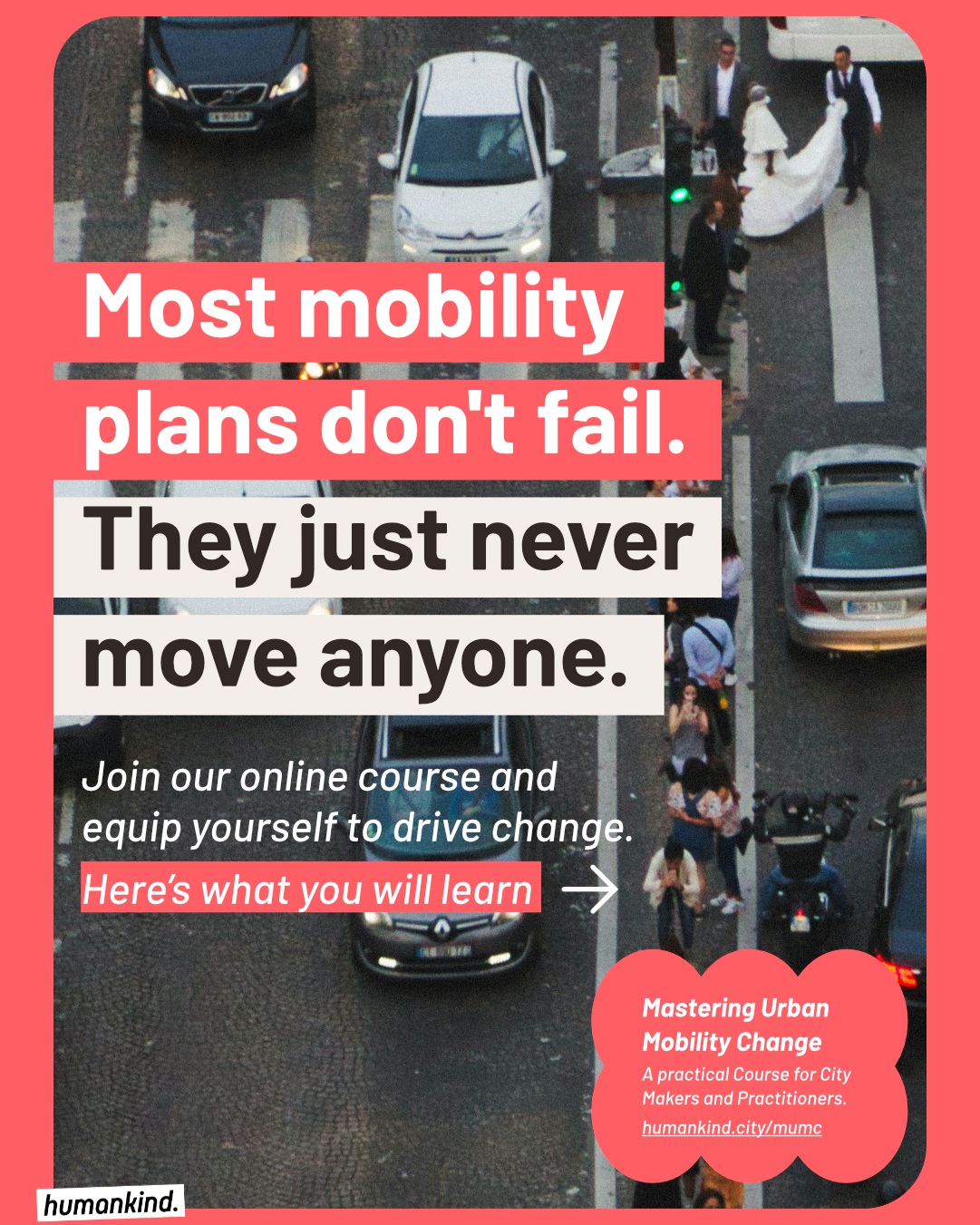 Ready to bridge the gap between bold urban visions and real-world implementation? Join Mastering Urban Mobility Change.
A hands-on, fast-paced and in-depth online course on urban mobility transitions.
We treat the city as a living laboratory, using diverse methodologies like the #TheoryOfChange (TOC) and #CitizenExperience (CX) to unlock actionable insights. You won't just study urban change—you'll learn how to drive it by connecting strategic goals with the real needs of residents.
Whether you are looking to implement 15-minute city concepts or navigate the complexities of multi-stakeholder transitions, this course equips you with the tools to turn visionary plans into tangible, human-scale results.
Find out more and register on our website - deadline to sign up is September 28th!