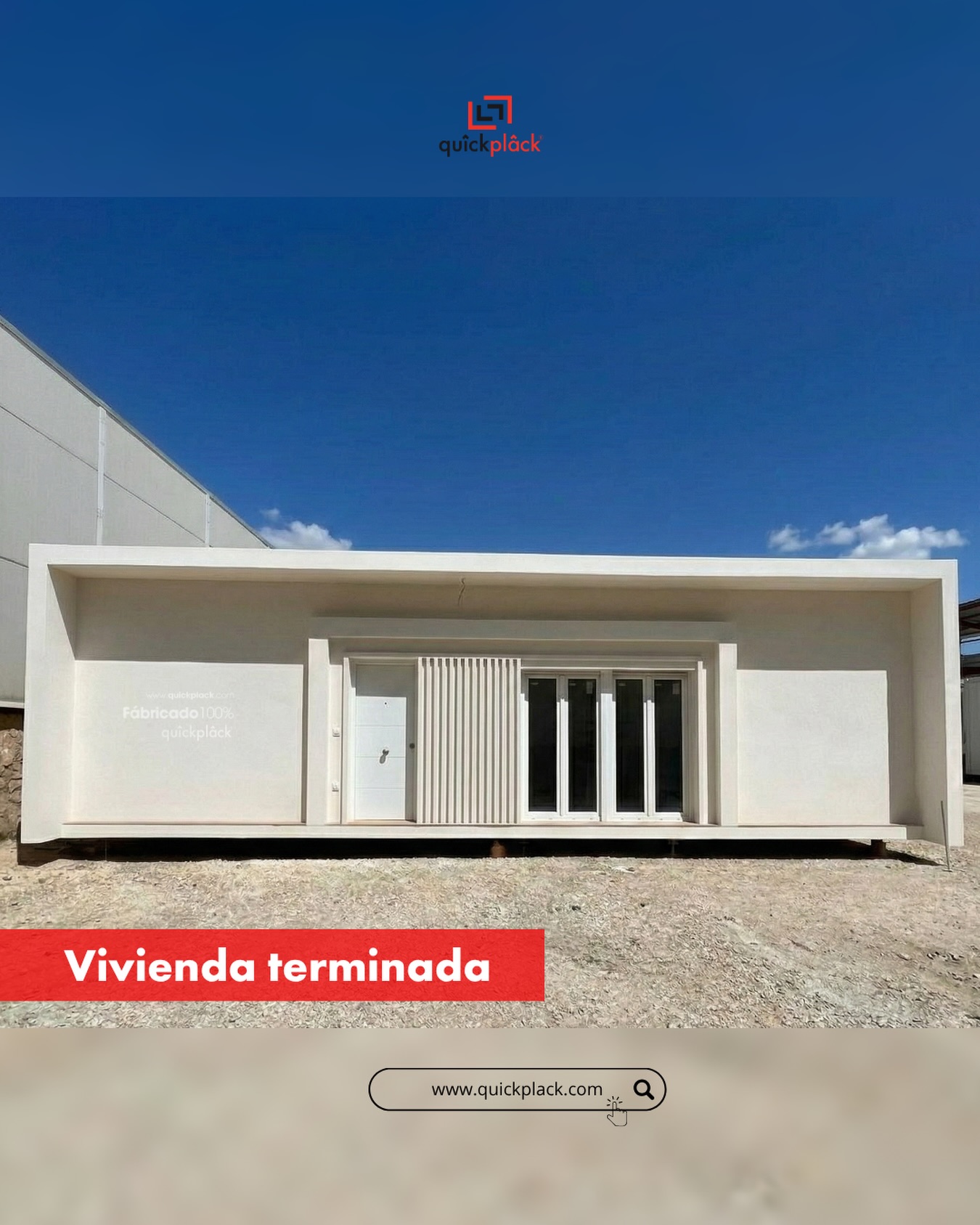 Vivienda terminada con el sistema constructivo quîckplâck
¡Contáctanos!
📲 +34 606 85 20 13
📲 +34 619 19 93 99
💻 Conoce nuestras soluciones en www.quickplack.com