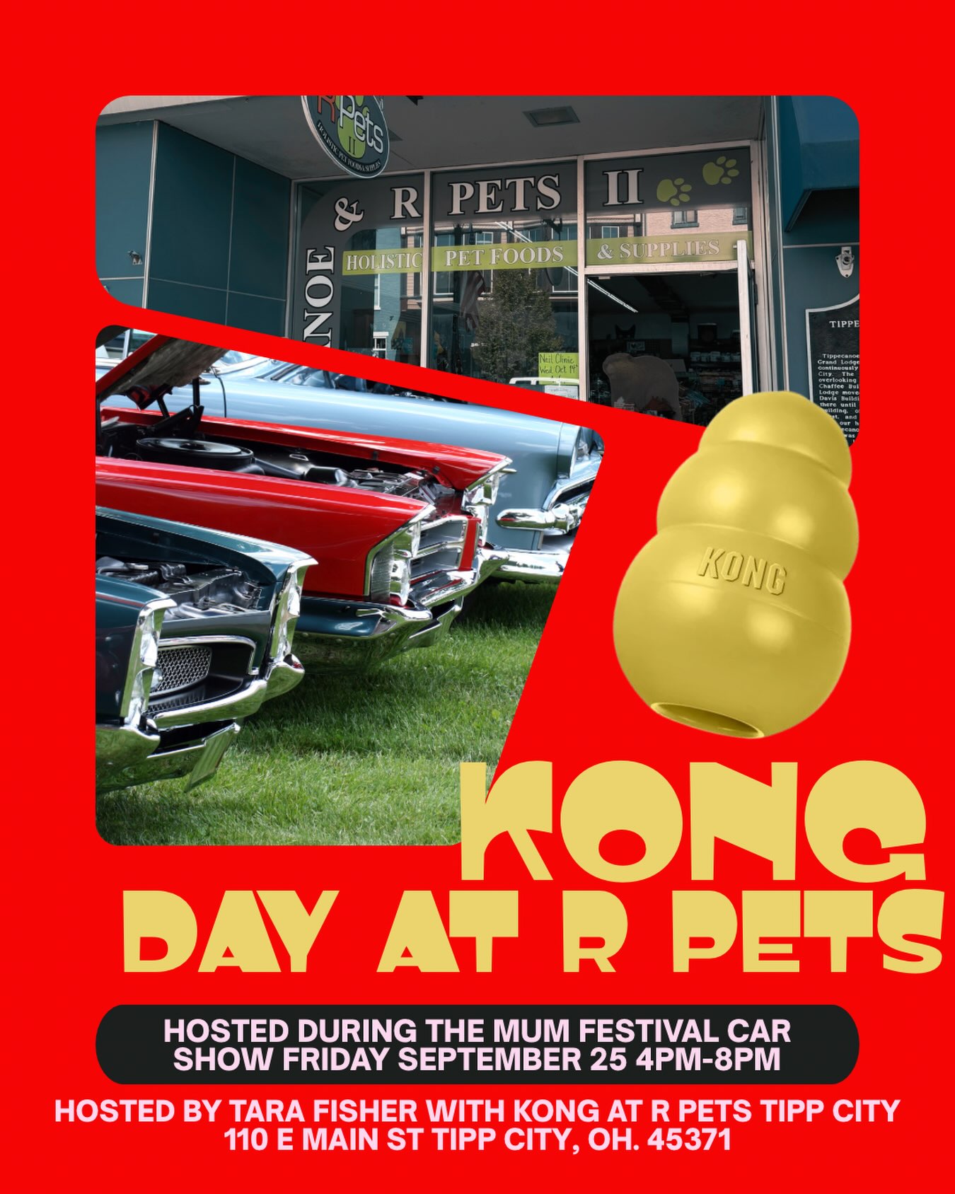 Celebrate KONG’s 50th anniversary with us on Friday September 25th during the Mum Festival Car Show! 4-8 pm. Bring your pup and they’ll get a free pup cup! #tippcity #daytonohio #mumfestivalcarshow #kong