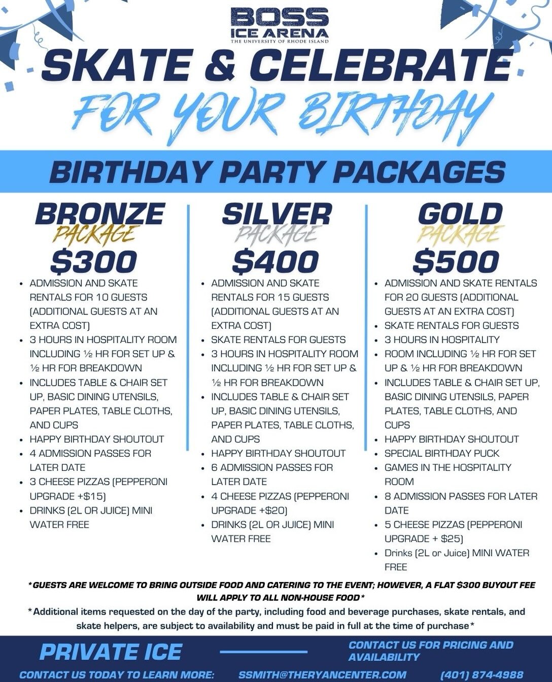 🎉🎂 Make their birthday one to remember at Boss Ice Arena! 🏒⛸️
Celebrate with friends, hit the ice, and make some unforgettable birthday memories! Whether they’re a hockey fan, a skating enthusiast, or just looking for a fun celebration, Boss Ice Arena is the place to party. 🎈
📩 Interested in booking a birthday party? Contact Sarah at ssmith@theryancenter.com for more information!
