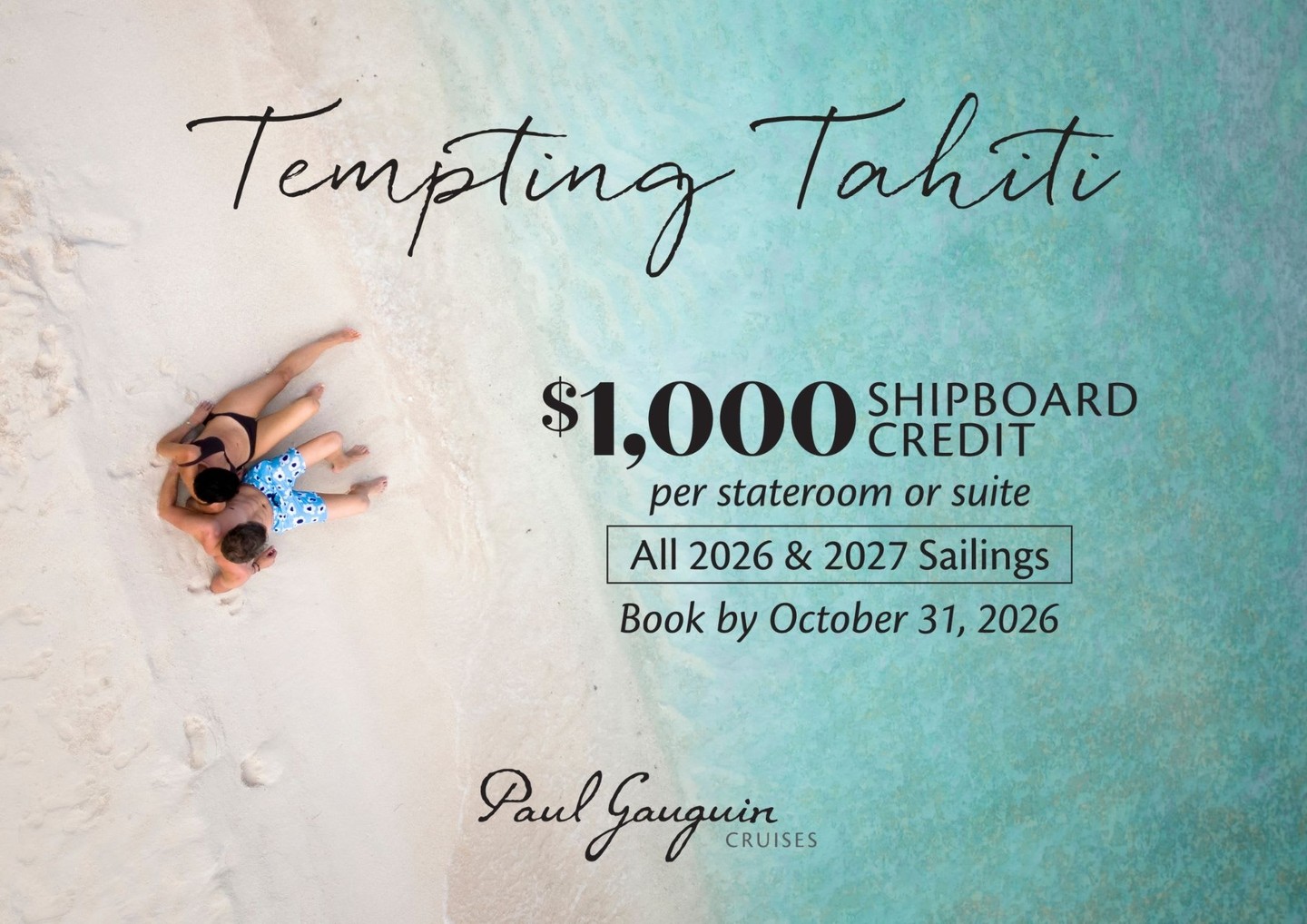 Give in to the temptation of Tahiti and take to sea aboard the m/s Paul Gauguin with a $1,000 Shipboard Credit per stateroom or suite when you book by October 31, 2026. The limited-time Tempting Tahiti offer elevates enriching South Pacific discovery on your choice of immersive itineraries in 2026 and 2027. Use your credits for shoreside excursions and onboard indulgences on voyages from Bora Bora and Fiji to the Marquesas and Tuamotus.
Contact me today to start planning your trip to paradise.
https://inspires.to/experiences/tempting-tahiti-offer-wgmwe1
Personal Travel Mgmt | departures X dean
dean@personaltravel.ca
(778) 829-9747
#FrenchPolynesia #BoraBora #Moorea #PaulGauguinCruises #TemptingTahiti