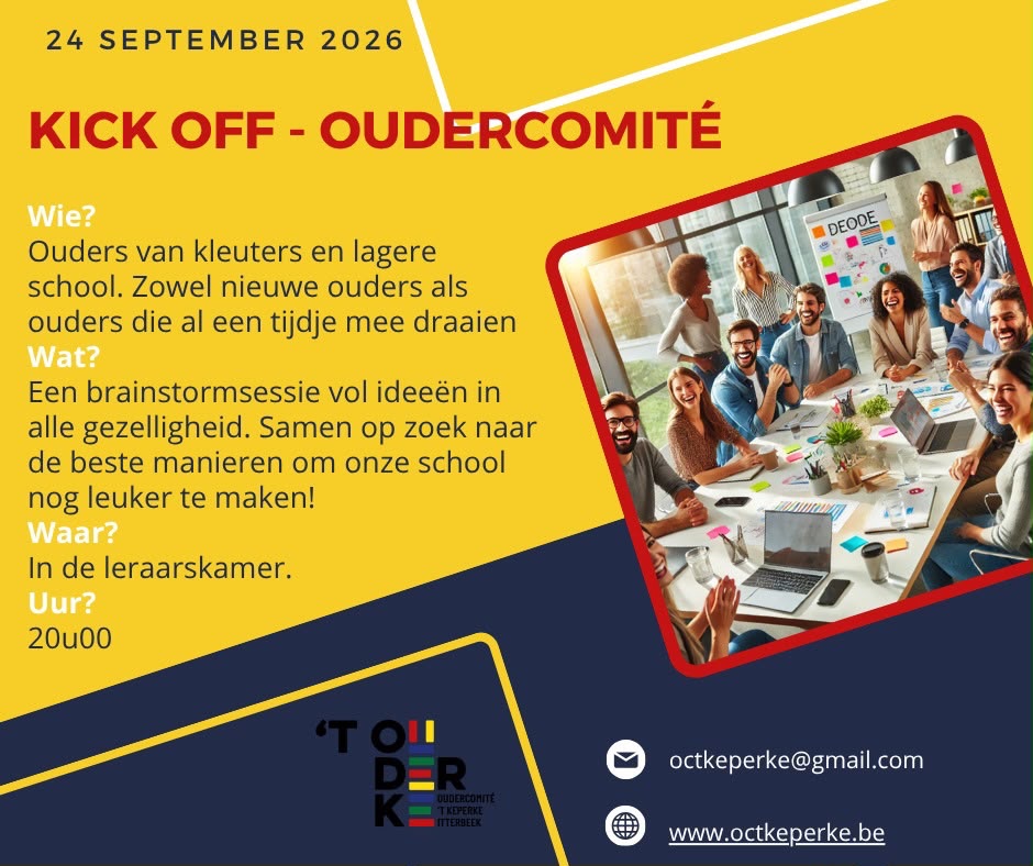 🌟 Welkom op onze startvergadering van het oudercomité! 🌟
Op donderdag 24 september om 20 uur nodigen we alle ouders graag uit om kennis te maken met onze werking én met elkaar 🤝
Iedereen is van harte welkom! 💛
Hopelijk mogen we jullie talrijk verwelkomen!
Het oudercomité