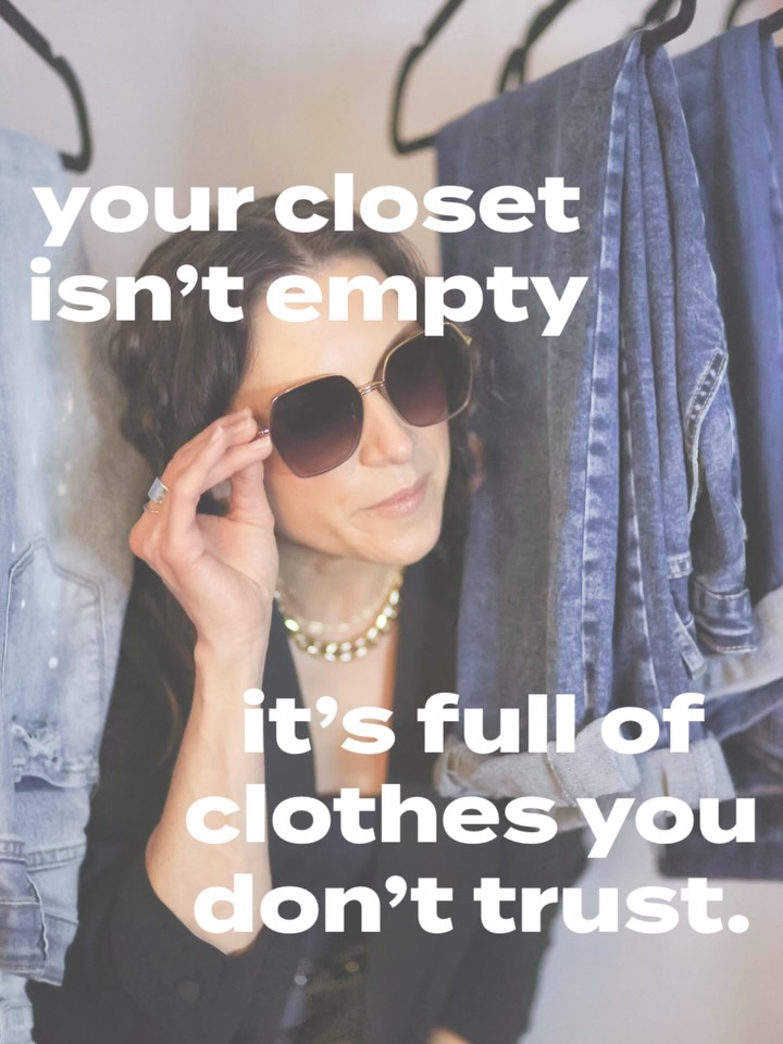 You don’t need to become a different woman to have something to wear.
You need someone to walk into the noise and see what you can’t see anymore.
What fits. What flatters. What feels like you. What has potential. What you’re dressing around. What deserves to go. And what can become incredible outfits with a good dose of imagination and the right styling for the woman I see in you.
That’s what I do.
I’m not there to organize your clothes into prettier piles - I’m there to completely change the way you see your wardrobe and give you the clarity to confidently get dressed long after I leave.
And not every woman needs to start in the same place.
Maybe your entire closet needs a Wardrobe Wake Up.
Maybe you already love your clothes but need help turning them into actual outfits you’ll remember and wear.
Maybe you want to shop secondhand with someone who can help you recognize quality, understand what works for your body, and stop bringing home more almost-right things.
Different stuck - different starting point.
DM me CLARITY and tell me where you’re stuck. I’ll tell you where I think we should start ✨
