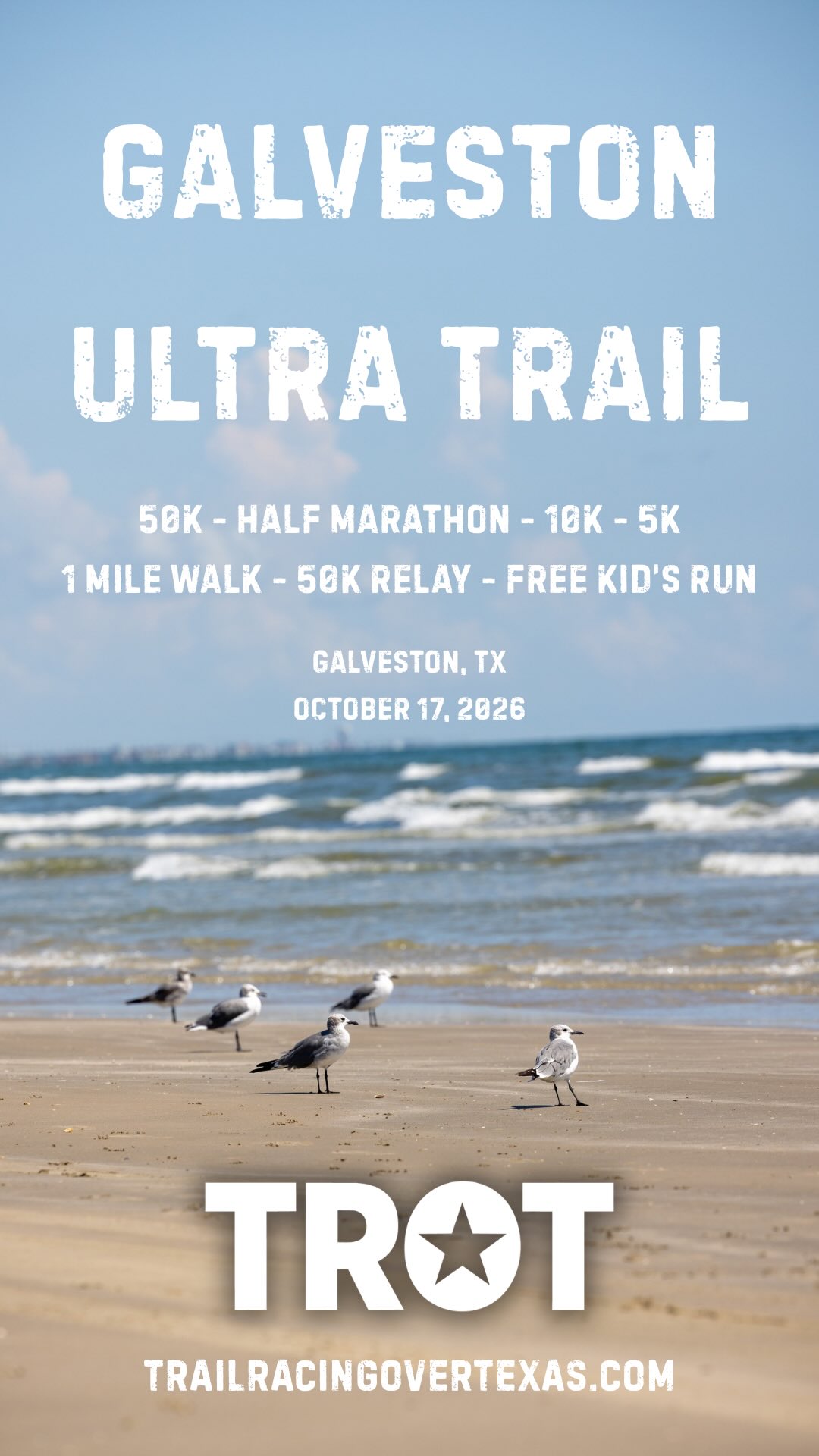 A quick word with our race director @theneffpace - Join us on October 17th for our Galveston Ultra Trail!
50K - HALF MARATHON - 10K - 5K - 1 MILE WALK - 50K RELAY - FREE KID’S RUN
Stay tuned for more race details this week including trail maps, aid station locations and relay instructions.
@galvestonisland @galvestonislandrunningco @cityofgalvestontx @galvestonislandbeachpatrol @campkinro
RUN THE ISLAND.
#trailracingovertexas #ultrarunning #trailrun #galvestontx #galvestonultratrail
