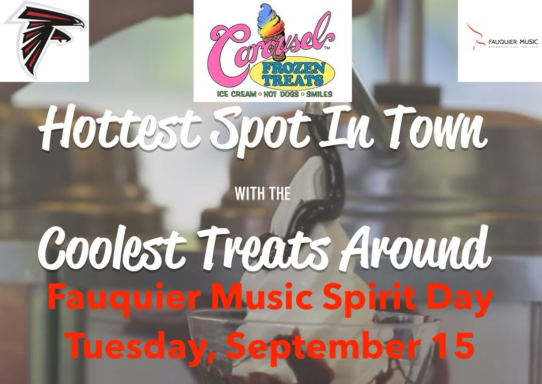 Support Fauquier Music all day Tuesday, Sept 15 @ Carousel! https://www.fauquiermusic.net/post/carousel-frozen-treats-spirit-day-sep-15
