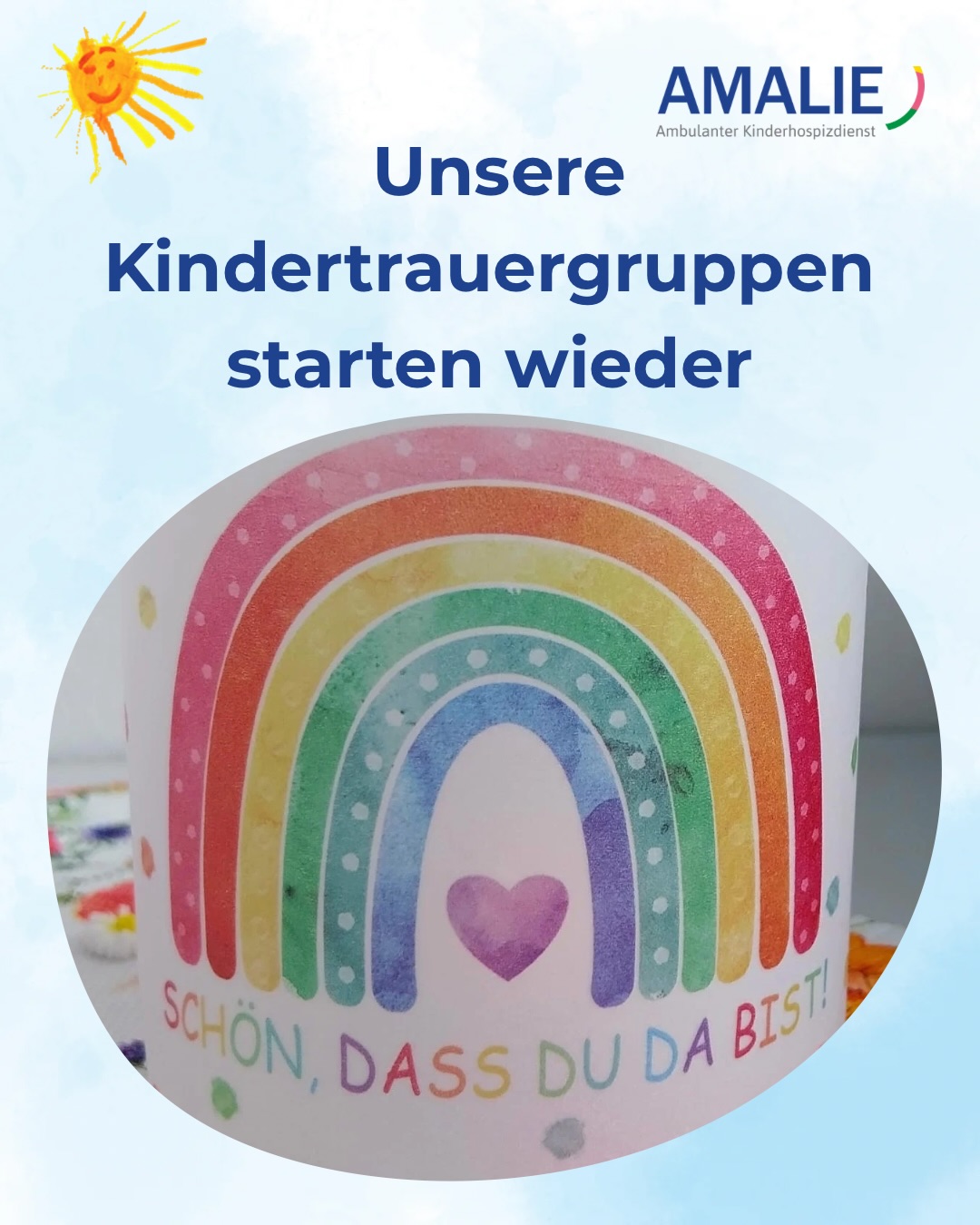Ab Oktober bzw. November starten wieder unsere Kindertrauergruppen in Friedrichshafen und Ravensburg.
Die Termine und Ansprechpartner findet ihr in den einzelnen Slides.
Gerne auch weitererzählen und teilen.
Die Kindertrauergruppen sind seit 2014 ein gemeinsames Projekt der @sonjareischmannstiftung und AMALIE.
Seit 2021 ist der Verein @musik_hilft_menschen dauerhafter Partner für den Bodenseekreis.