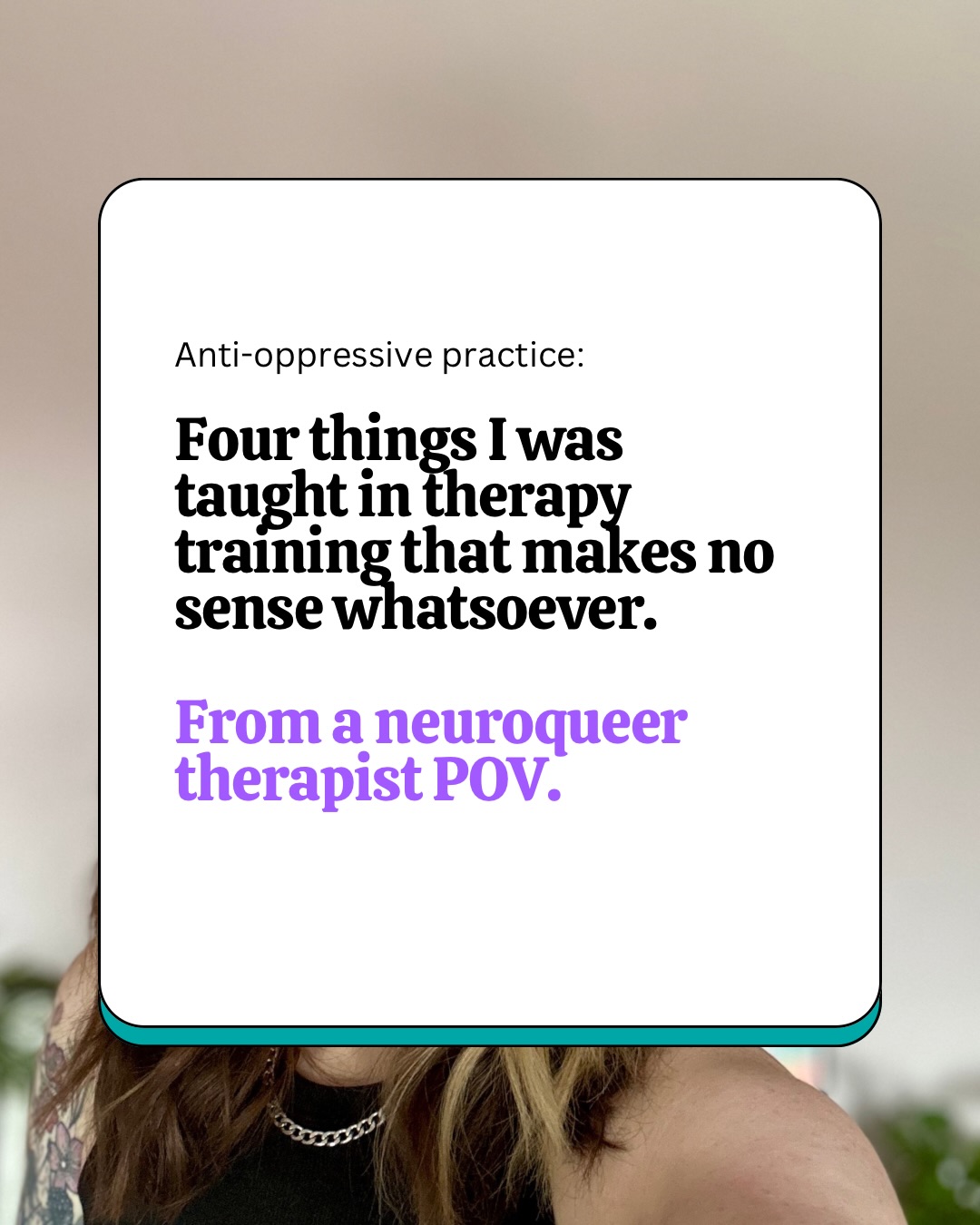 Been doing some writing lately that’s made me reflect on training vs now 🙃
#therapy #antioppressive #queer #neurodivergent