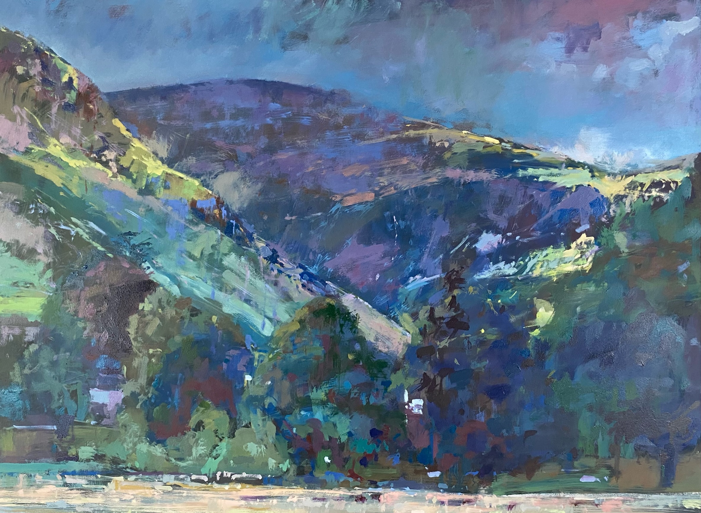 I’ve been working on this large painting from last Saturdays en plein air @penrith_art_club at Glenridding. It becomes a different fish in the studio, I’ve lost some of the energy o and immediacy of working outdoors. But hopefully it still conveys something of the light and colour of that day.