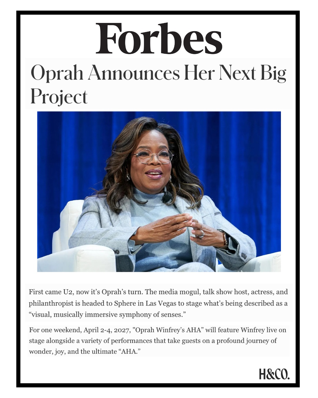 Been waiting to have that “AHA” moment all your life? Oprah’s got you covered at Sphere. Oprah Winfrey’s AHA is coming to Las Vegas, with @vibeepresents offering official hotel packages featuring premium tickets, a two-night stay at The Venetian, and more. Everything you need, self-realization included.