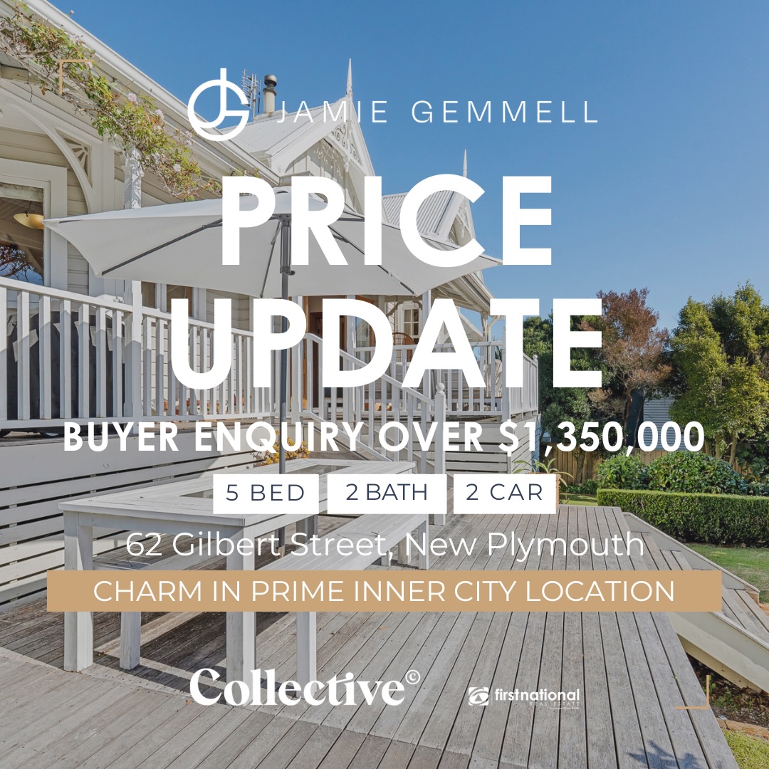π¨ PRICE UPDATE π¨
π 62 Gilbert Street, New Plymouth
Now Buyer Enquiries Over $1,350,000
ποΈ 5 Bedrooms | π 2 Bathrooms | π 2 Garages
CHARM IN A PRIME INNER-CITY LOCATION
Character, space and an enviable inner-city position come together beautifully at 62 Gilbert Street.
This charming villa is filled with timeless appeal, featuring high-stud ceilings, beautiful Matai timber and generous proportions throughout. With five bedrooms, two bathrooms, a rumpus room and separate living, thereβs plenty of room for families to spread out and make it their own.
The kitchen and dining area flows seamlessly to a private, sun-soaked deck, while the securely fenced lawn and garden offers a great space for kids and pets.
Adding to the practicality are two separate internally accessed garages, with access from both Gilbert Street and Ridge Lane.
π All within an easy walk of Pukekura Park, schools, kindergarten and New Plymouthβs shops, cafΓ©s and amenities.
A home with genuine character, generous space and plenty to fall in love with.
π Contact me today to arrange your viewing.