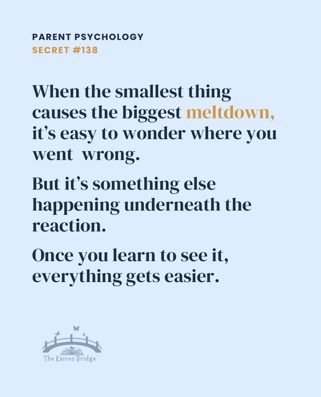 It’s never really about the blue cup.
Or the broken cracker.
Or the sock that suddenly feels “wrong.”
Or the banana you peeled after they wanted to peel it themselves. 😅
When a tiny disappointment creates a HUGE reaction, it’s tempting to focus on the thing that triggered it.
But the trigger and the reason for the meltdown aren’t always the same thing.
Young children are still developing the ability to tolerate frustration, regulate big emotions, communicate what they need, and recover when reality doesn’t match what they expected.
So instead of asking:
“Why are you this upset about THAT?”
Try asking:
“What is making this so hard right now?”
Tired? Hungry? Overstimulated? Disappointed? A transition? A need for independence? Several frustrations piled on top of each other?
The cracker may have been the last drop—not the whole bucket.
And once you learn to look behind the behavior, meltdowns become a little less mysterious—and you get much better clues about how to help.
Everything changes when we see behavior differently.
#parentingtips #childpsychology #childdevelopment #trantrums #discipline