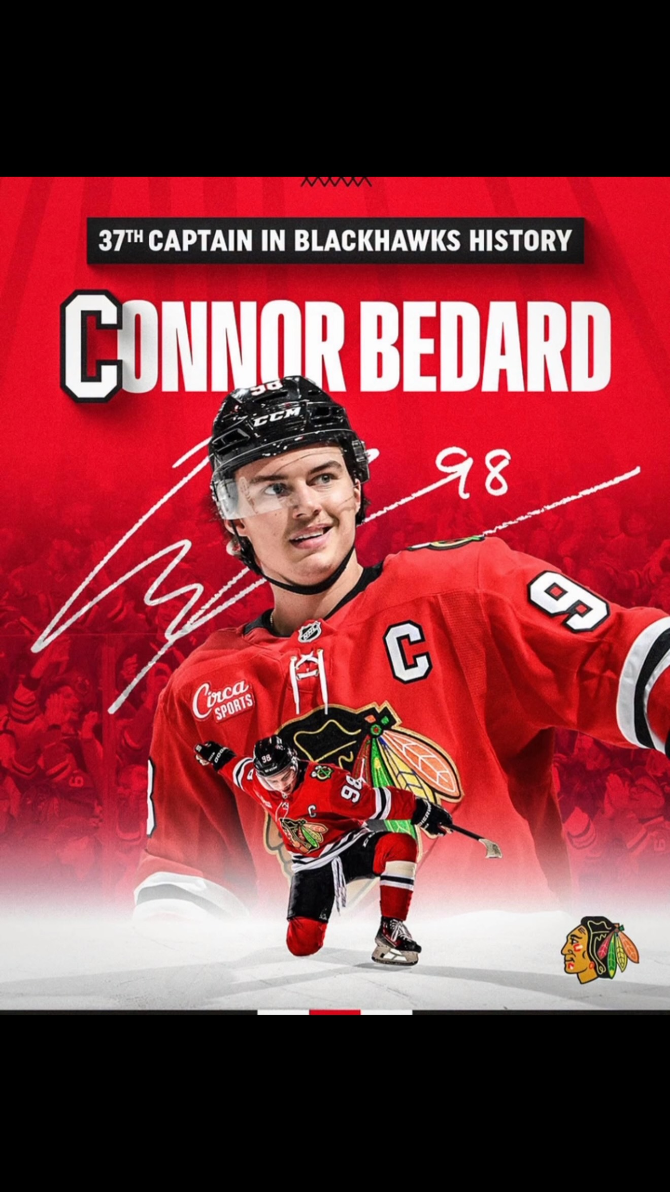 Congratulations to @_connorbedard and the @nhlblackhawks ! Oh Captain my Captain! #effingterrible #hockeyisfamily #becauseitsthecup