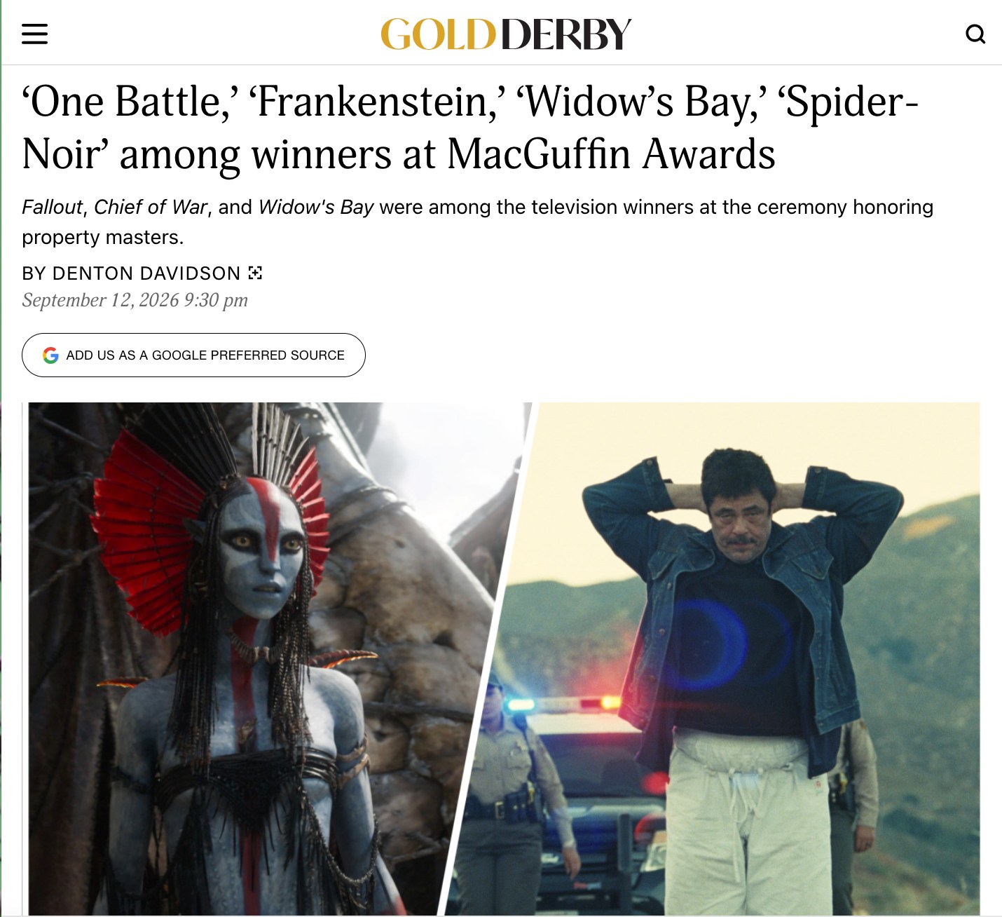 Thank you to Gold Derby for featuring our 2026 MacGuffin winners.
To read the rest of the article, follow the link in our bio.