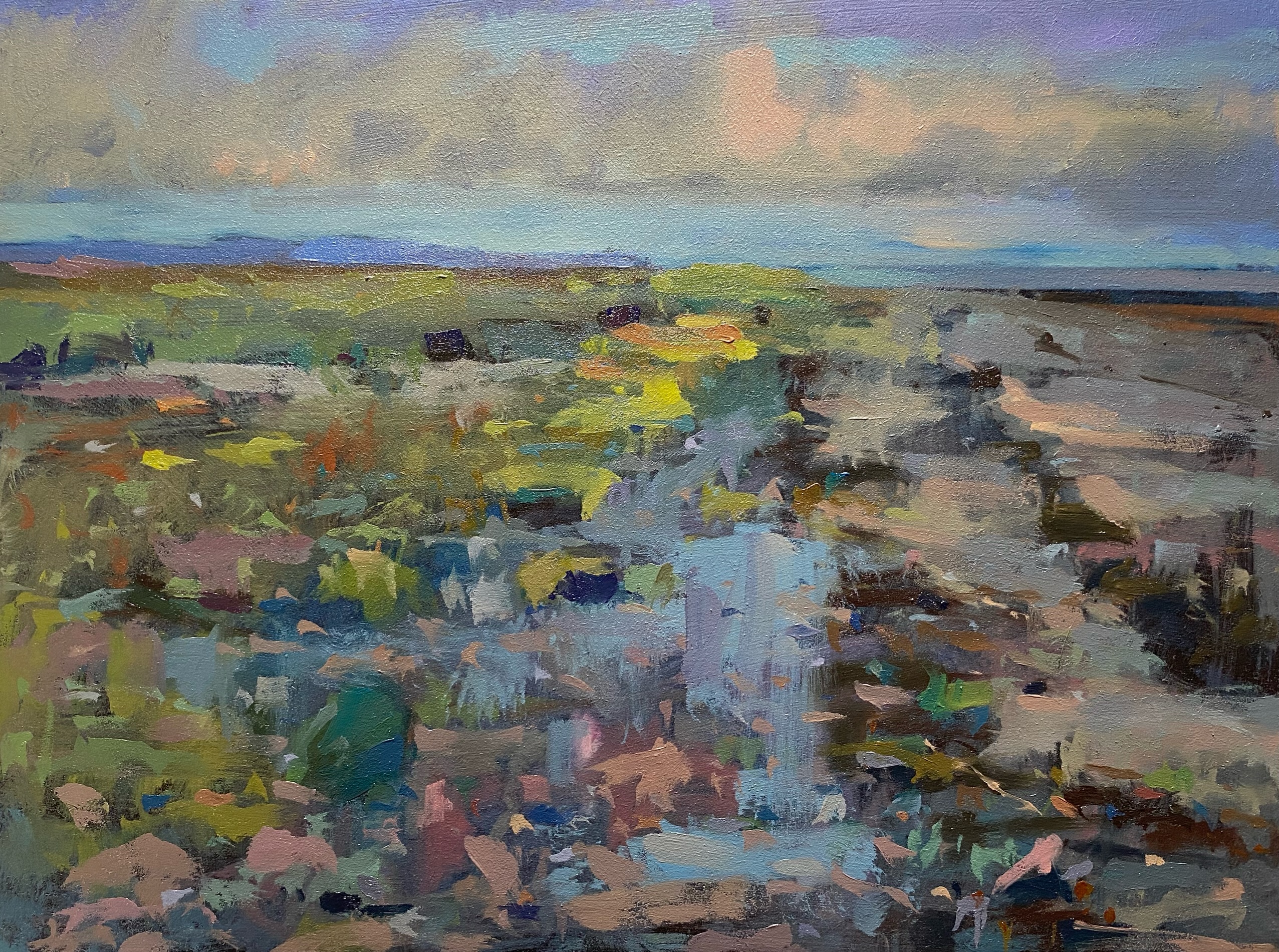 Just back from this morning’s painting near Mawbray, it’s the same view from yesterday, I felt I needed another go at the scene, there’s something here that will draw me back.