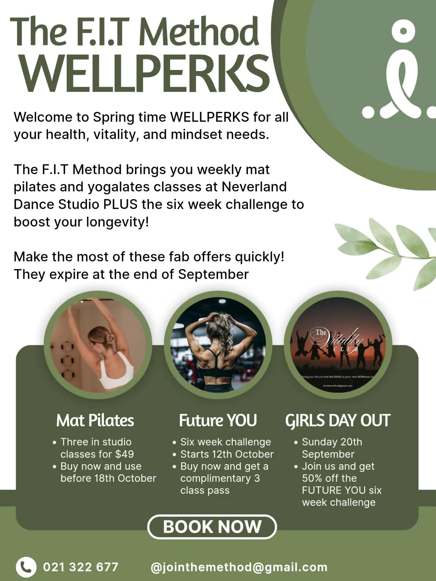 The WELLPERKS are perking!
Join us in September for all the WELLFEST perks to calm your nervous system and boost your vibrancy
πΈπΈπΈπΈ
π± three class pass $49
*for new members
π± sign up for FUTURE YOU six week challenge now and get a free three class pass
π± join us at GIRL'S DAY OUT Sunday 20th September and get 50% off FUTURE YOU challenge
πππππ
All offers expire at the end of September.
Grab it while it lasts!
For all booking and enquiries
Email - jointhemethod@gmail.com
Text - 021 322 677