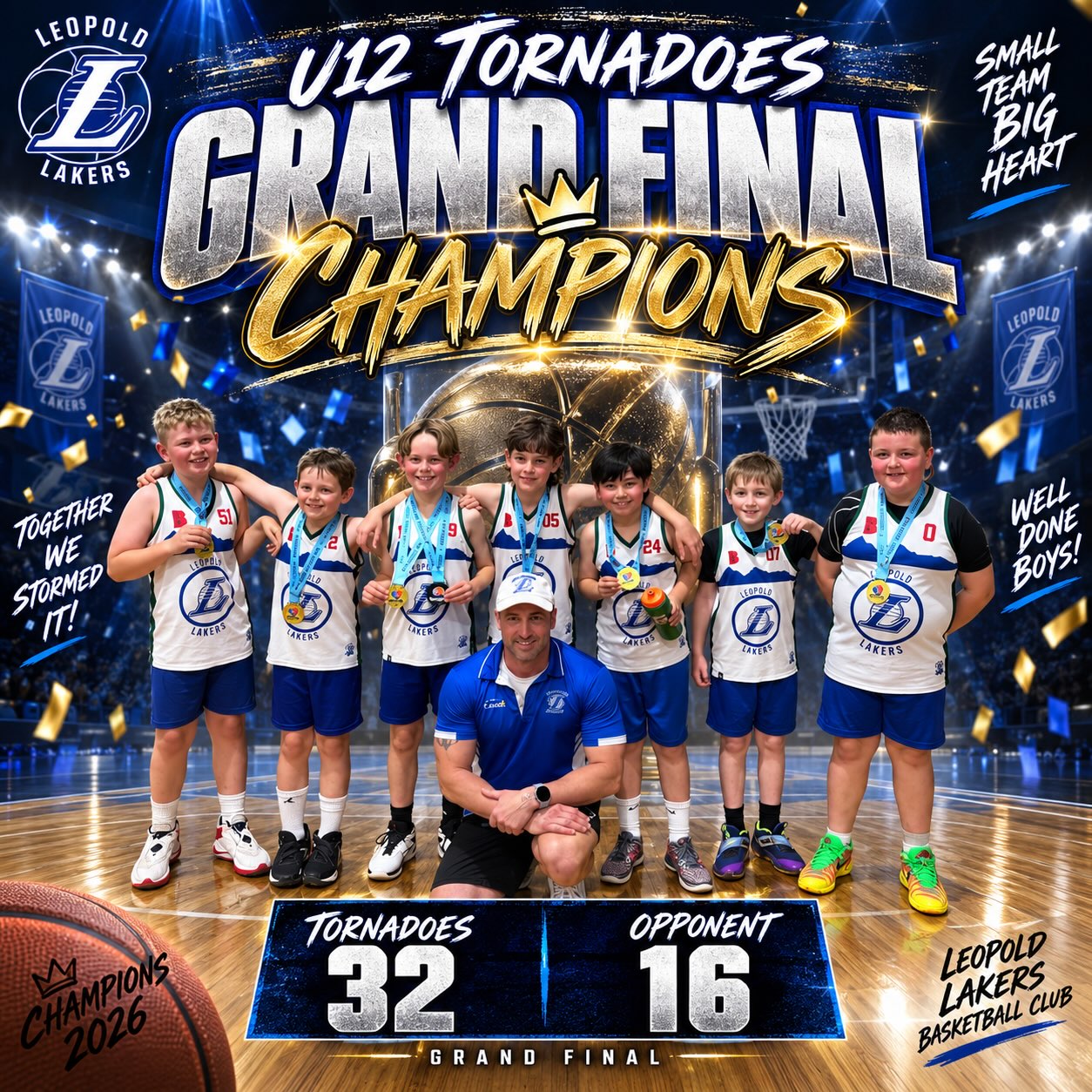 π U12 TORNADOES β GRAND FINAL CHAMPIONS! πͺοΈ
It was a battle right through to three-quarter time, with the Tornadoes holding onto a narrow 2-point lead.
Then the eye of the storm passed overβ¦ and the Tornado hit. πͺοΈ
The boys turned it on in the final quarter, shutting the opposition down and blowing the game wide open to finish with a massive 32β16 Grand Final victory!
From a two-point game to a 16-point win when it mattered most.
Tornadoes 32 β 16 π
GRAND FINAL CHAMPIONS! πππͺοΈπ€