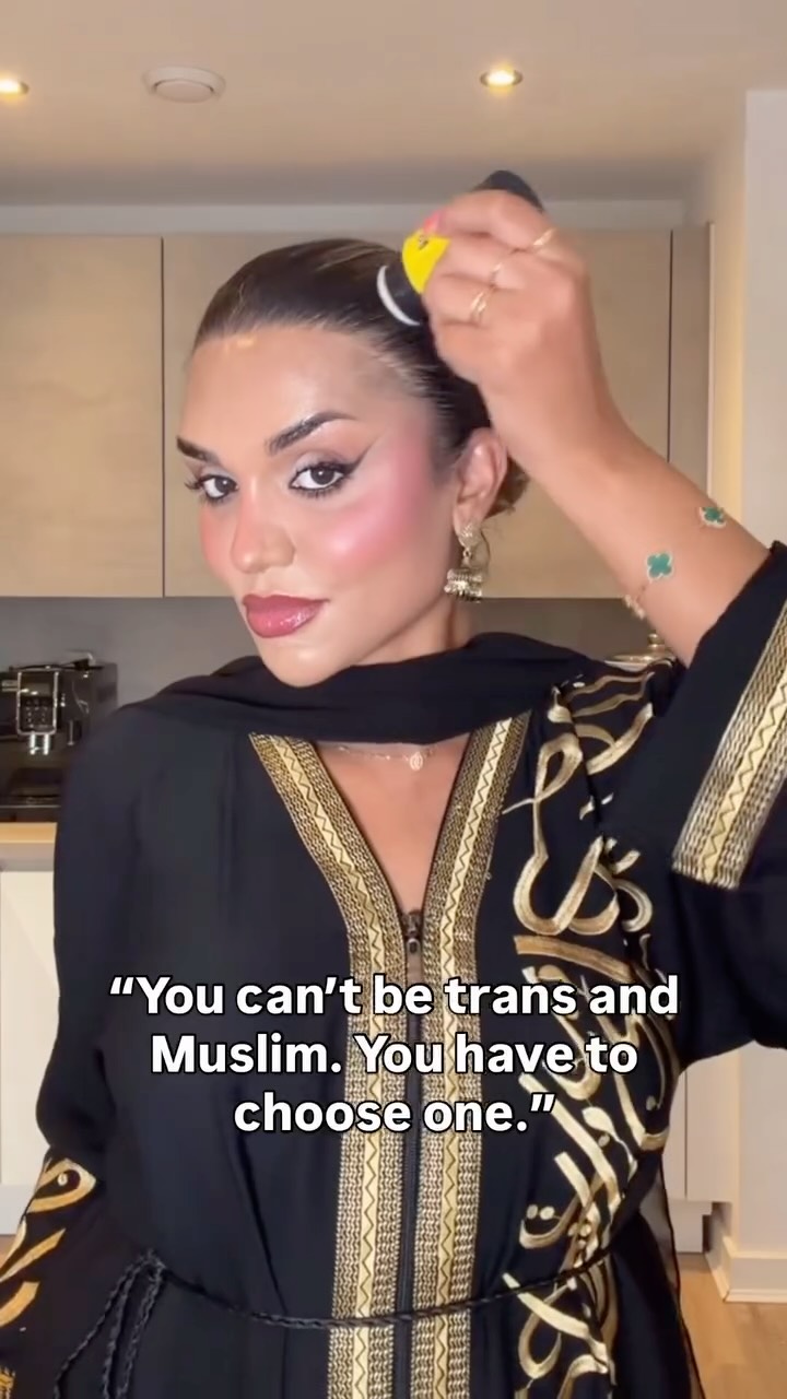 I know how often people treat these identities as though they cannot exist together. But trans people exist within every faith, culture and community. Being trans does not erase my faith. Being Muslim does not erase my womanhood. I should not have to hide one part of myself to make another part easier for people to understand. Representation matters because another trans Muslim person deserves to know they are not alone. I did not have to choose. Neither should they 🏳️⚧️
.
Products used
@got2b glued waxed stick
@hauslabs powder blush
@morphebrushes_uk lip pencil
@mcobeauty_uk all dayer setting spray
@simplykfabayas abaya
#trans #lgbt #muslim #relateable