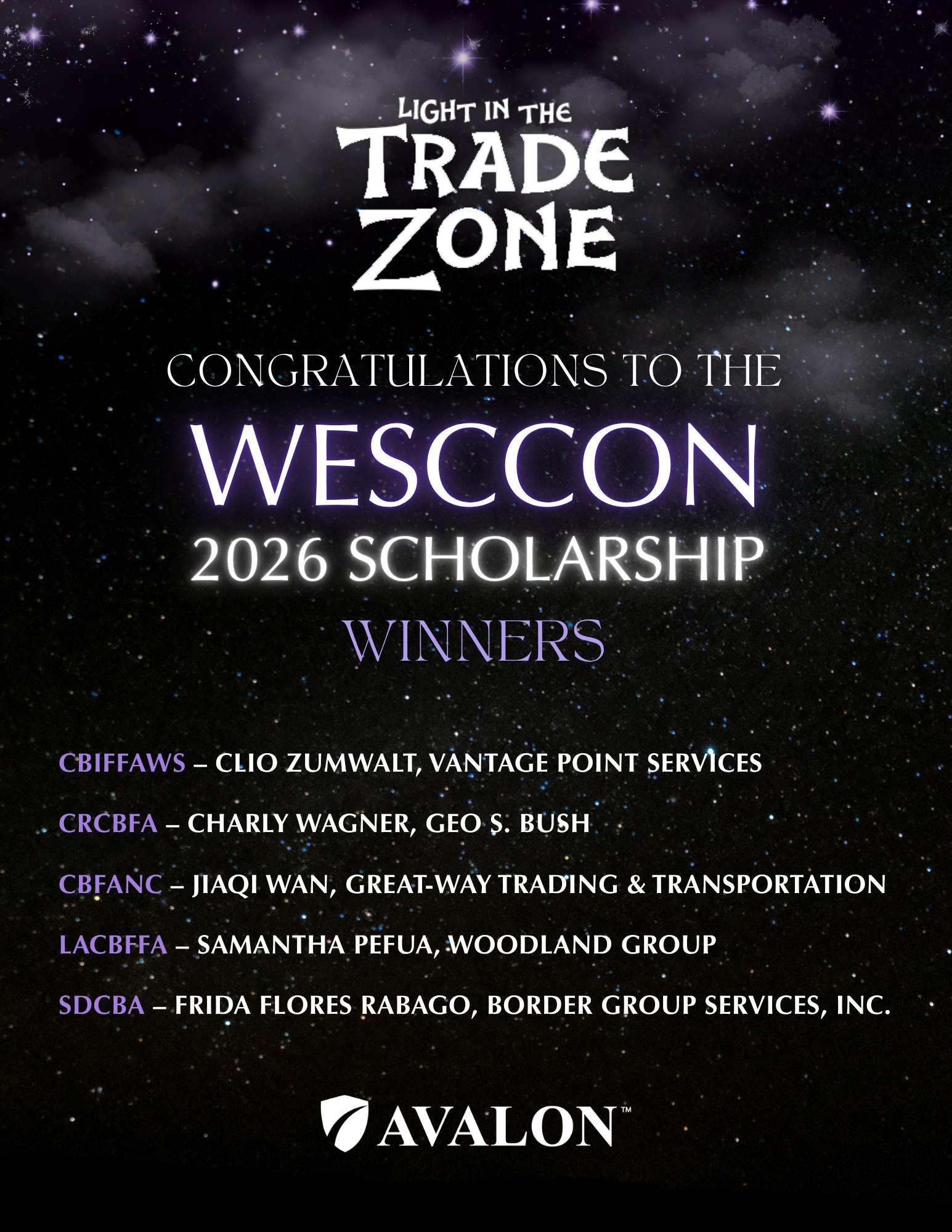 🎉 Congratulations to our 2026 WESCCON Scholarship Winners! 🎉
We’re thrilled to welcome this year’s recipients to WESCCON and can’t wait to see you in Carlsbad!
Get ready for four days of connection, education, industry insight, and plenty of WESCCON fun. 🌴✨
📅 November 5–8, 2026
📍 Omni La Costa Resort & Spa
The countdown is ON — see you at WESCCON!