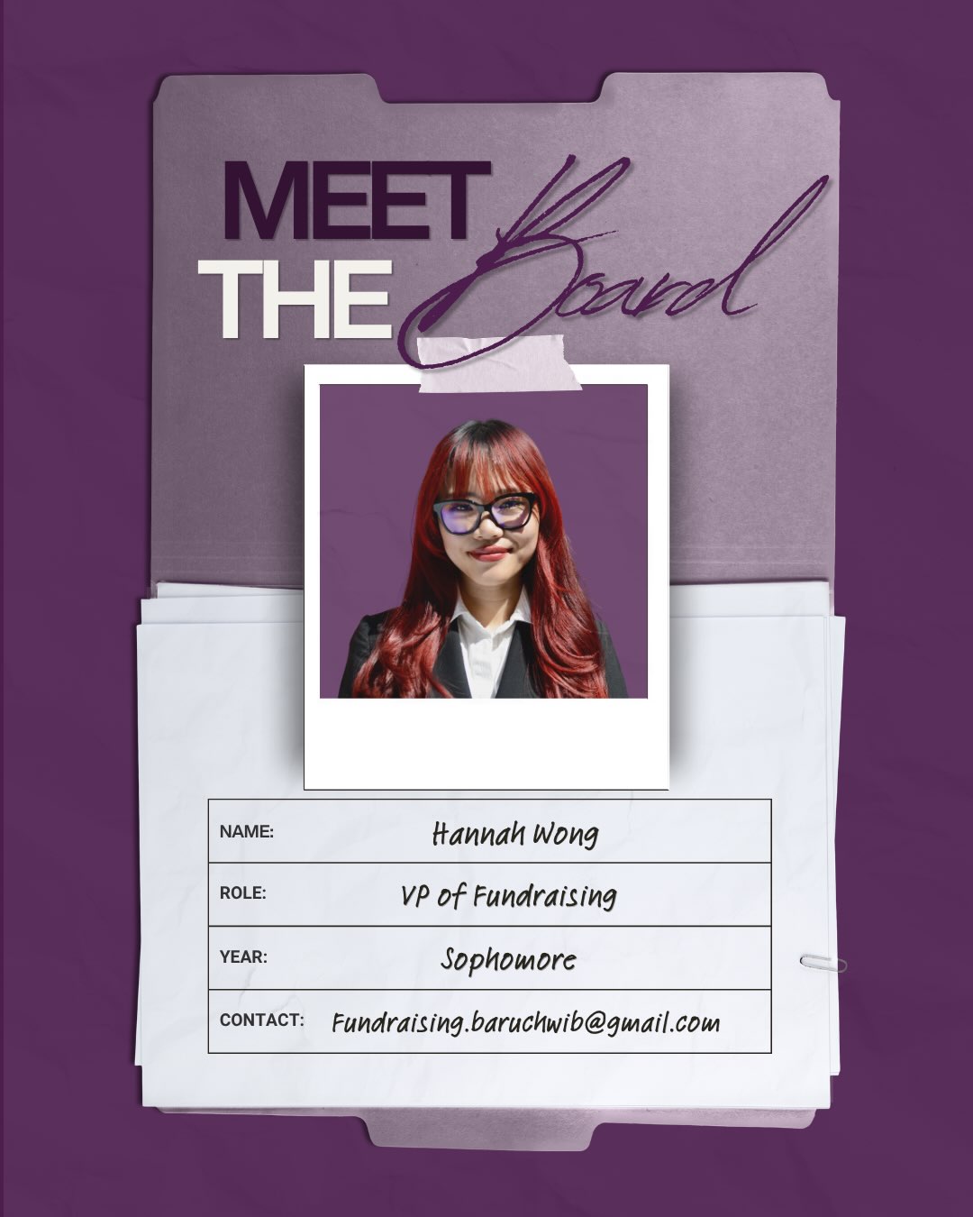 💰 MEET THE BOARD 💰
Say hello to our VP of Fundraising, Hannah Wong!
From creative fundraisers to exciting socials, Hannah helps turn fun ideas into opportunities that support WIB and bring our community together. She’s ready to make fundraising just as memorable as it is meaningful this year! 💗✨
Swipe through our Q&A to get to know Hannah and see what she’s excited to bring to WIB!