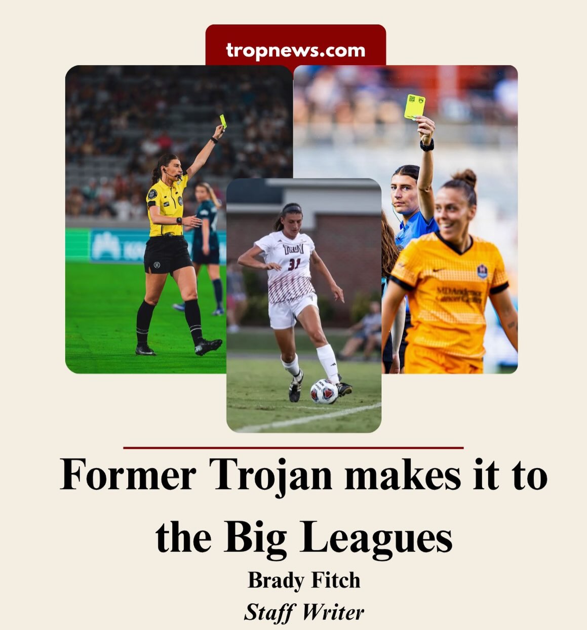 Former Troy soccer player Lauren Aldrich has made it to the Big Leagues as a professional soccer referee!
Check out more with Brady Fitch’s story! Link in bio.
🗞️📰🗞️📰