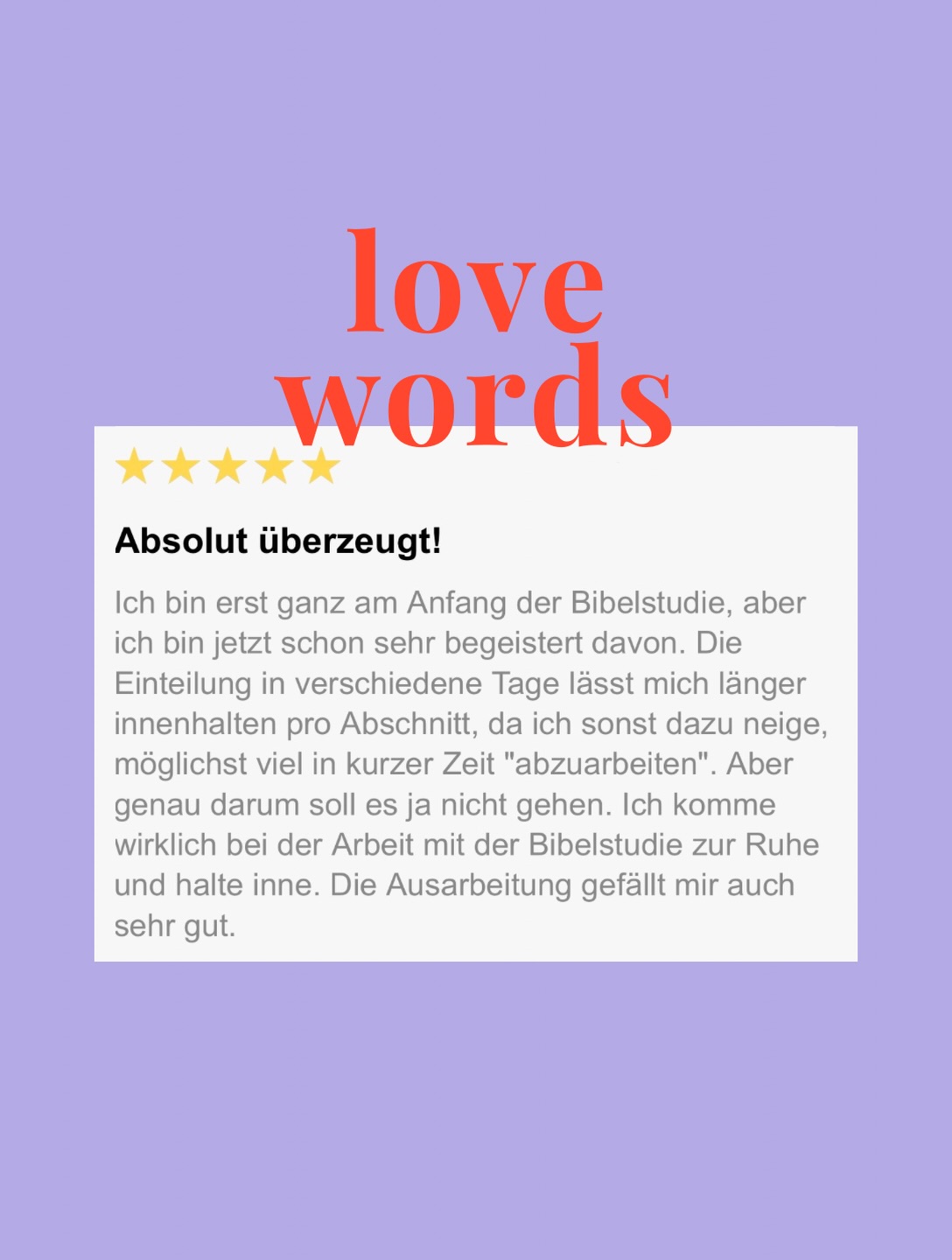{love words} Mein Herz strahlt ob solch wertschätzender Worte!
Wie es mich freut, dass unsere Sprüche 31 Bibelstudie nicht nur gefällt, sondern auch tiefes Verstehen biblischer Verse lehrt.
✨ Ein warmes Danke für diese tolle Rezi auf unsrer Website www.franletters.com 💜
Deine Franzi