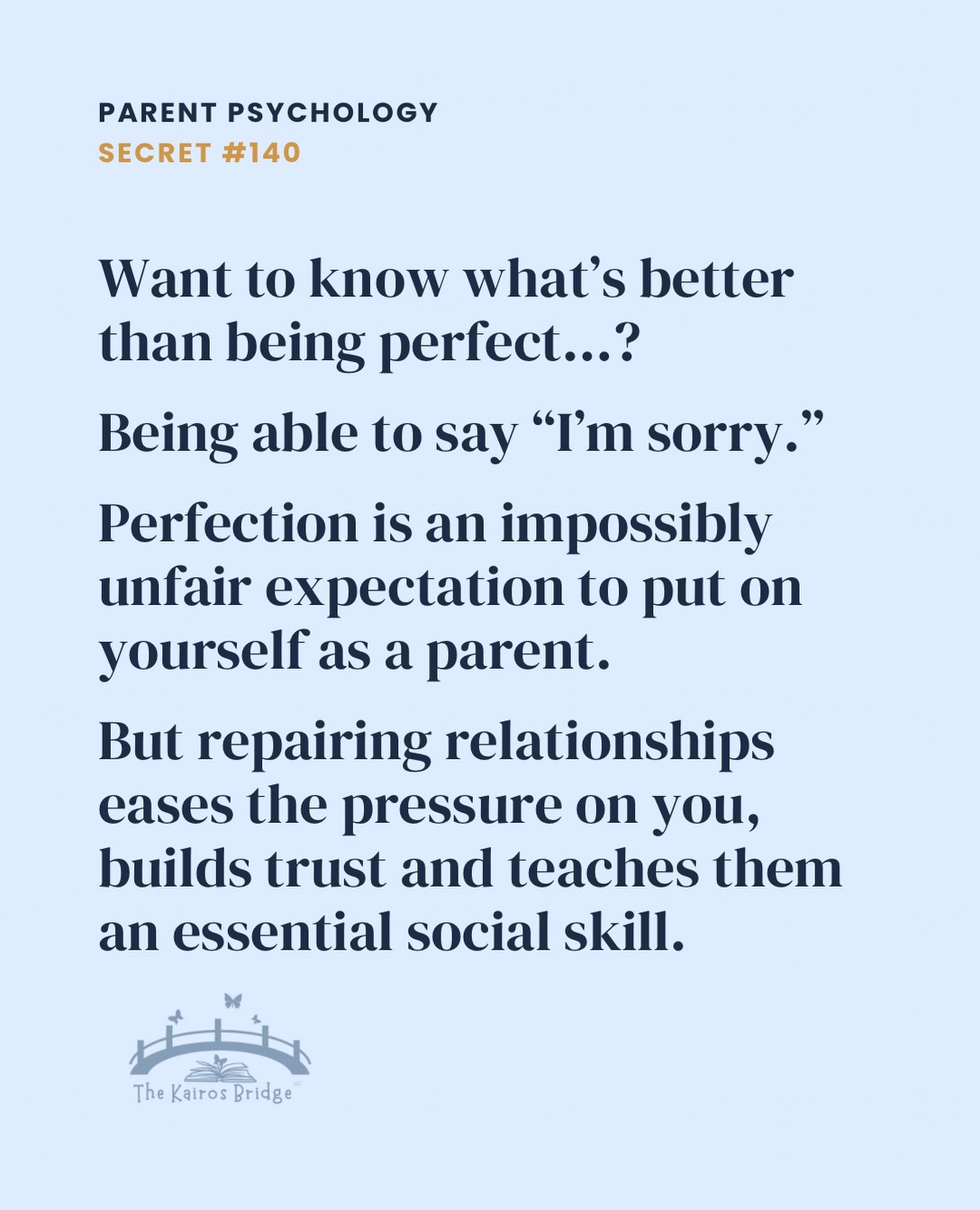 One of the greatest gifts we can give our kids is letting them see that love doesn’t require perfection.
You will lose your patience. Misread the moment. Say something you wish you could take back.
The goal isn’t to pretend those moments won’t happen. It’s to show our kids what happens after they do.
“I was wrong.”
“I’m sorry.”
“Can we try that again?”
Repair teaches children that conflict doesn’t have to threaten connection—and that taking responsibility is part of loving someone well.
Your kids don’t need a perfect parent. They need a parent who knows how to come back and repair.