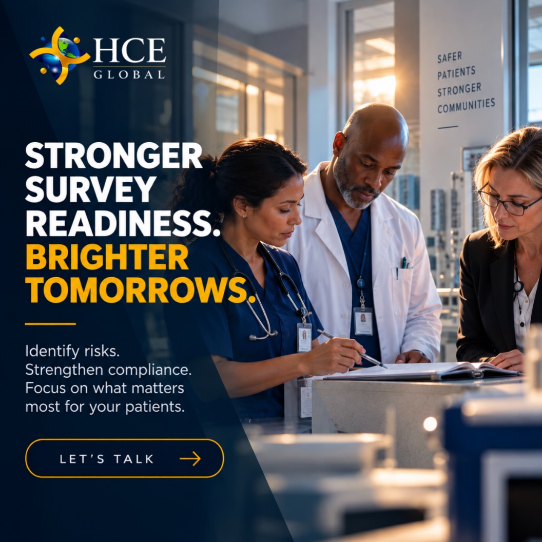 Survey readiness starts before the surveyor arrives. HCE Global helps healthcare organizations identify risks, strengthen compliance, and prepare with confidence so your team can stay focused on what matters most: better patient care.
#SurveyReadiness #HealthcareCompliance #HealthcareLeadership #Hospital #Doctors HCEGlobal