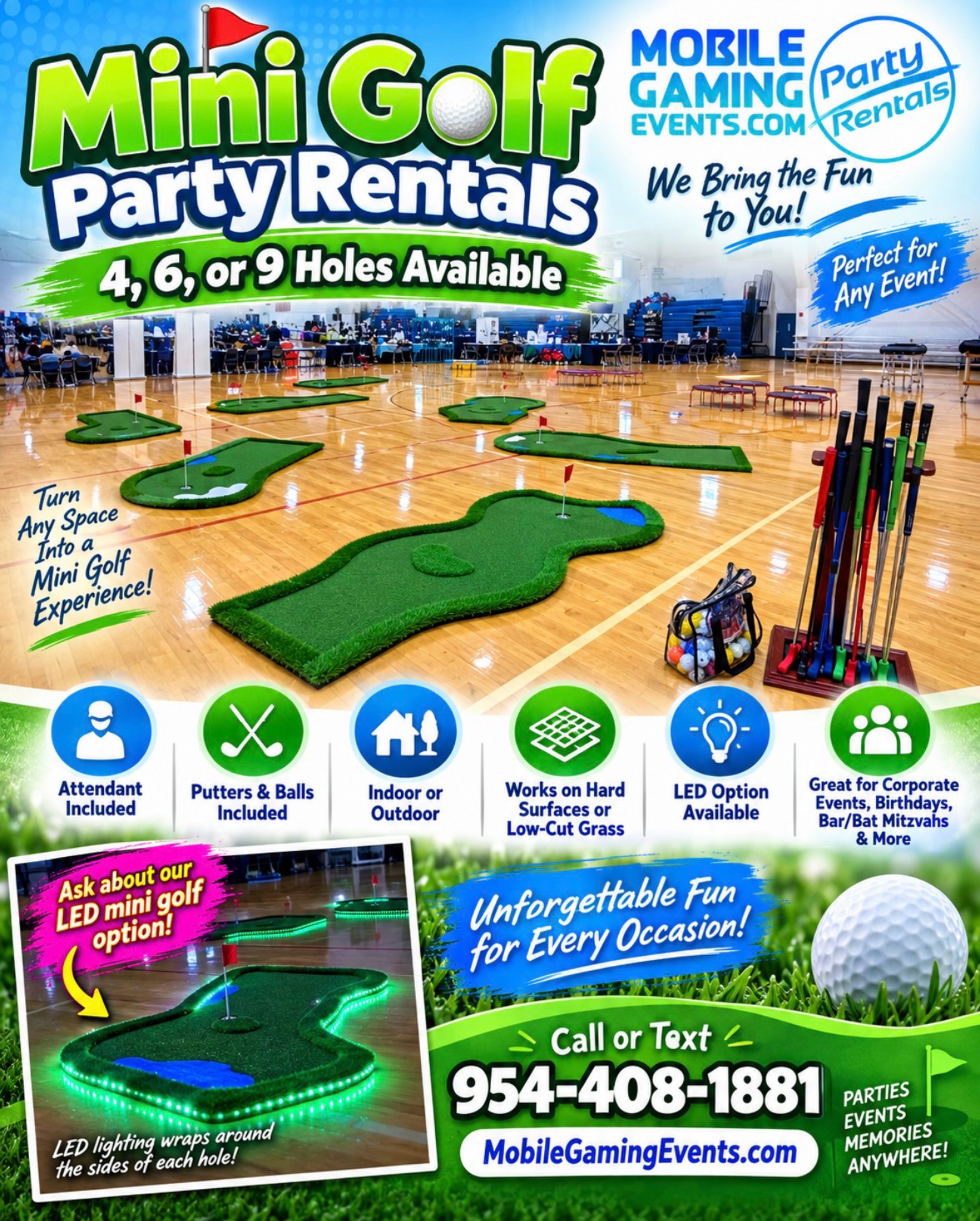 โณ๏ธ Mini Golf Party Rentals โ 4, 6 or 9 Holes! ๐๏ธโโ๏ธ๐
๐ Call or Text: 954-408-1881
๐ MobileGamingEvents.com
๐ฒ Instagram: @mobilegamingevents
Bring the fun of mini golf right to your next event! Choose from 4, 6, or 9 holes, complete with putters, golf balls, and an attendant to help keep everything running smoothly.
Our portable mini golf can be set up indoors or outdoors on hard surfaces or low-cut grass, making it a great option for birthday parties, corporate events, Bar/Bat Mitzvahs, school events, HOA parties, weddings, community events, and more.
โจ Want to make it stand out even more? Ask about our LED Mini Golf option, with LED lighting wrapped around the sides of each hole for an awesome glowing setup!
๐ Call or Text: 954-408-1881
๐ MobileGamingEvents.com
๐ฒ Instagram: @mobilegamingevents
#minigolfrental #partyrentals #แดแดสแดแดสแดแดแดแดแด แดษดแดs #birthdaypartyideas #southfloridaevents
