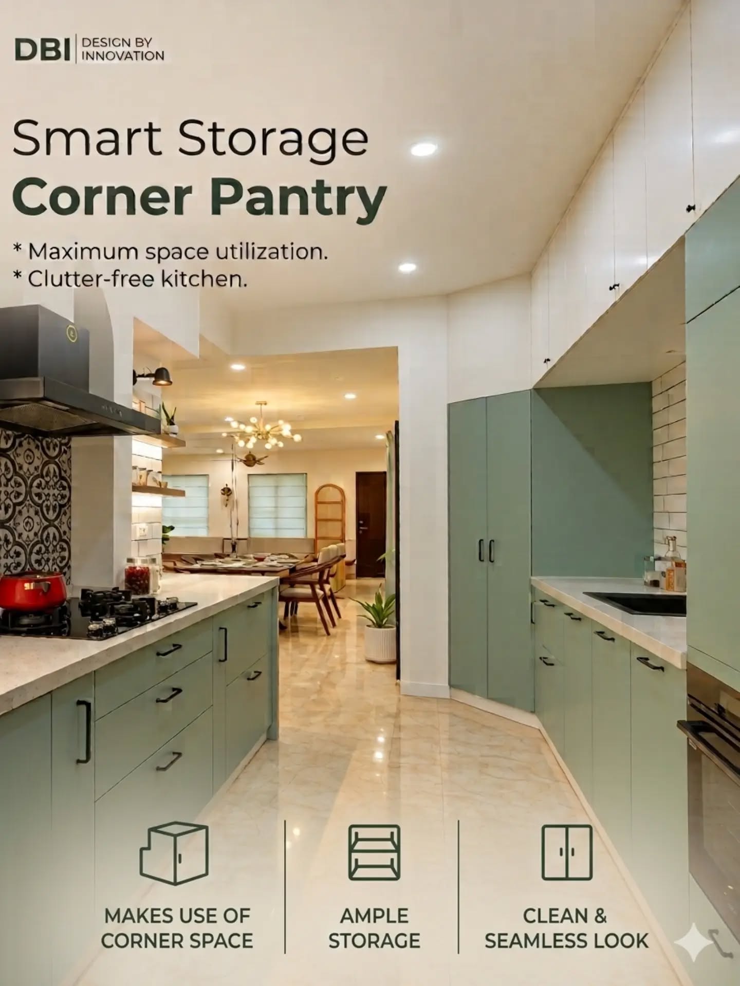 SMART STORAGE.
SEAMLESSLY INTEGRATED.
A thoughtfully designed corner pantry that turns an otherwise difficult space into easily accessible storage.
From everyday essentials to kitchen supplies, everything has its place—keeping the kitchen organised, uncluttered and effortless to use.
Smart corners. More storage.
Designed for the way you live.
DBI | Custom Interiors | Full-Scope Projects
Thoughtful homes, built to last.
.
.
.
.
.
#DBI #DBIInteriors #CornerPantry #SmartStorage #KitchenDesign KitchenInteriors ModularKitchen CustomInteriors StorageSolutions ThoughtfulHomes BangaloreInteriors InteriorDesignBangalore