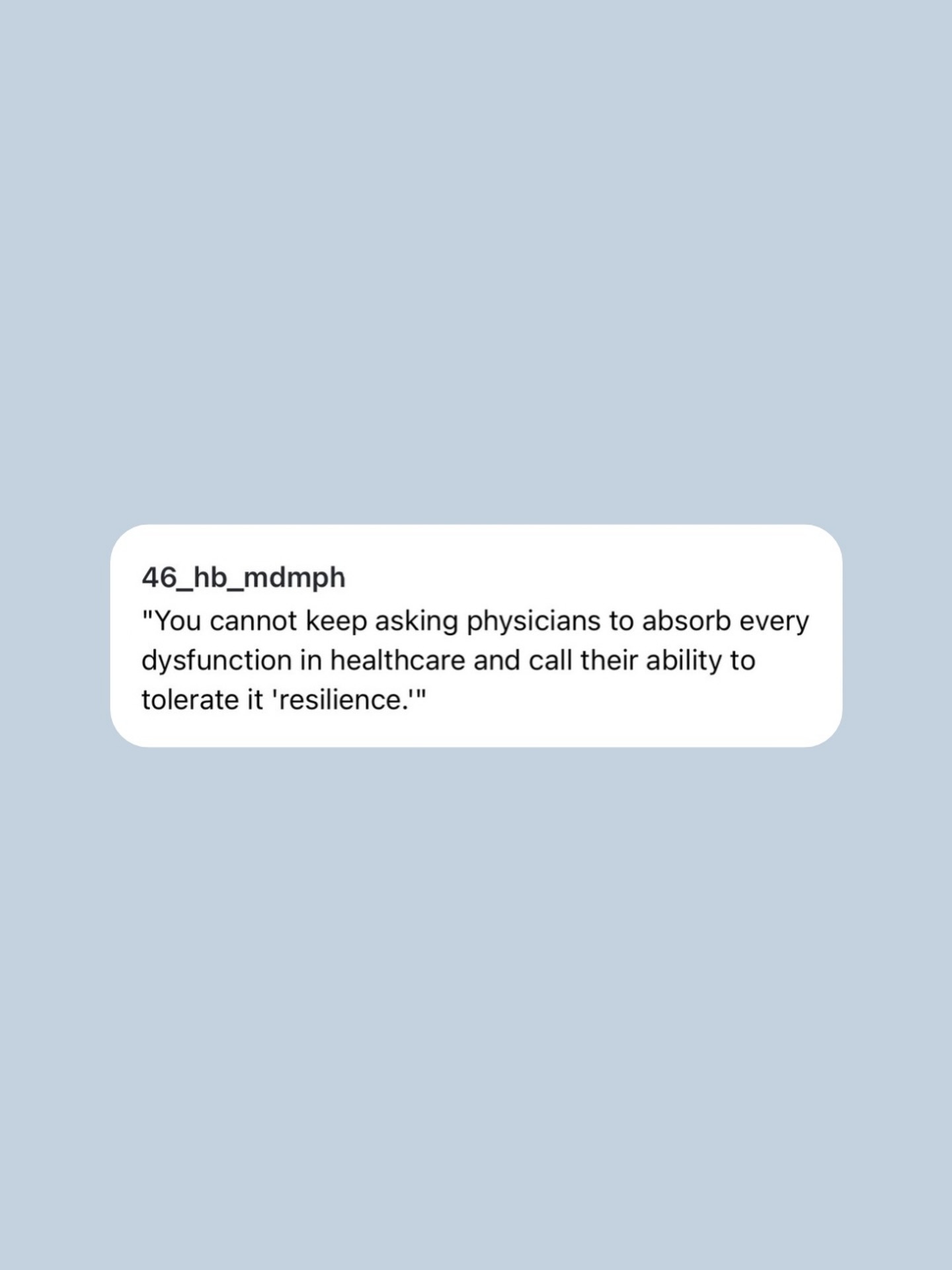 Doctors, nurses, pharmacists, social workers, APPs, and every other healthcare worker absorb so many of the problems and heartbreaks within the system and still try to show up with compassion.
If they are breaking, it is *not* from a lack of resilience.
—
Well said @46_hb_mdmph 🤍
#healthcare #medlife #nurses #doctors