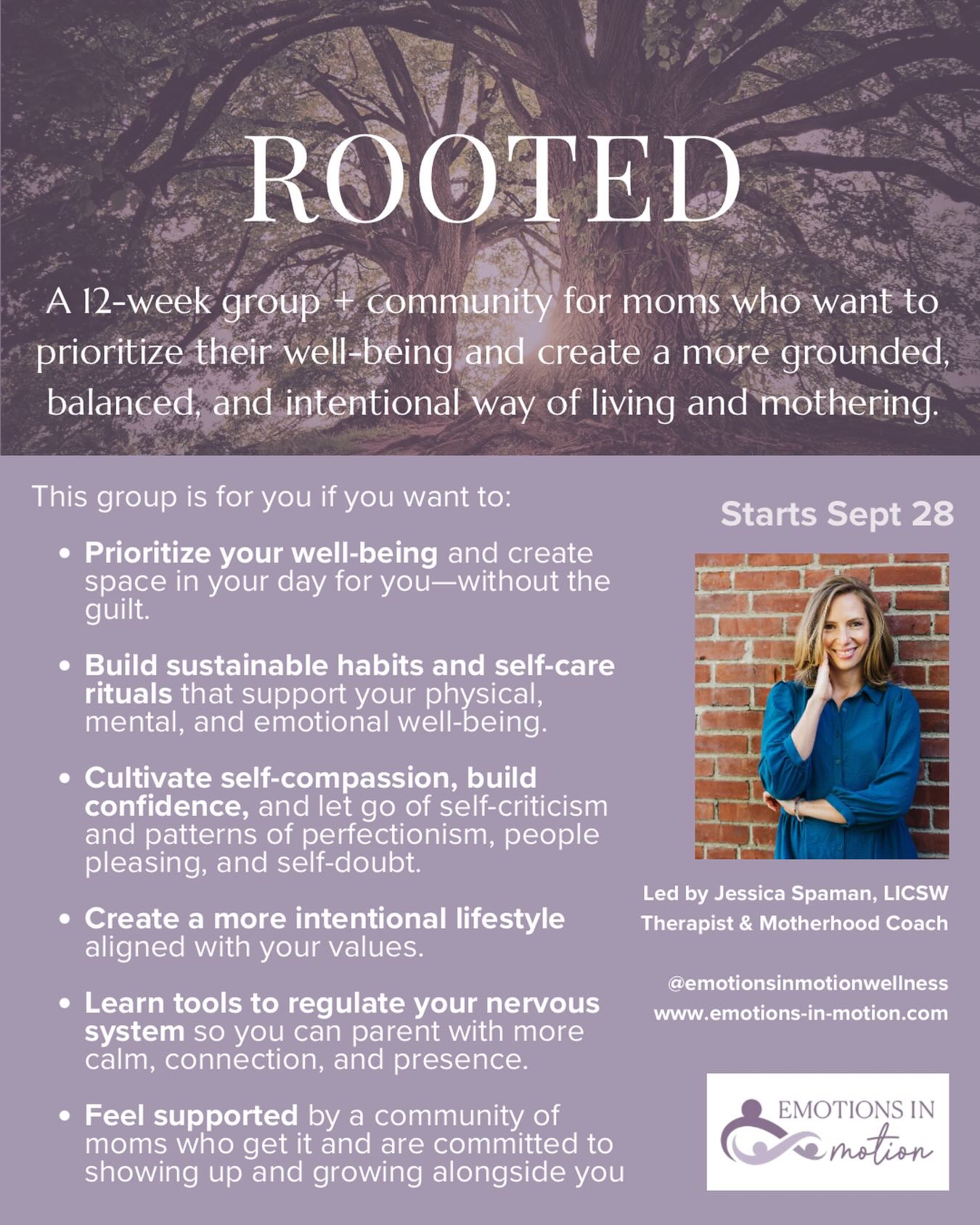 Doors to the next cohort of ROOTED close this Wednesday.
Taking care of yourself IS part of taking care of your family.
We begin September 28.
Mondays 7–8:30pm (live virtual group sessions with real connection, conversations, and space for self-discovery and feeling supported + private community chat for ongoing inspiration, reflection, and accountability)
A small intimate community of women committed to showing up for themselves and each other.
If you’ve been thinking about it, this is your nudge to join us.
Learn more & secure your spot or send me a DM.
#rooted #womenswellnessgroup #intentionalliving mindfulmothering selfcareformoms
