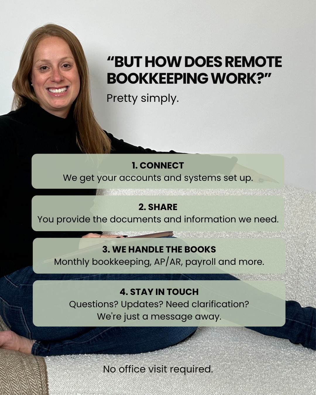 Never worked with a remote bookkeeper before?
It doesn't have to be complicated.
With Vert Accounting, the process is designed to fit into your existing workflow without adding another commute, meeting or stack of paperwork to your week.
We'll work with you to get everything set up, collect what we need, handle your bookkeeping and stay in communication along the way.
And because good communication matters, you won't be left wondering what is happening with your books.
You run the business. We can handle the books from wherever we are.
Curious what working together would look like for your business? Book a discovery call.
#vertaccounting #squamish #seatosky #bookkeepercanada #smallbusinesscanada #servicebusiness #servicebasedbusiness #canadianentrepreneur #smallbusinessowner #bookkeepingservices