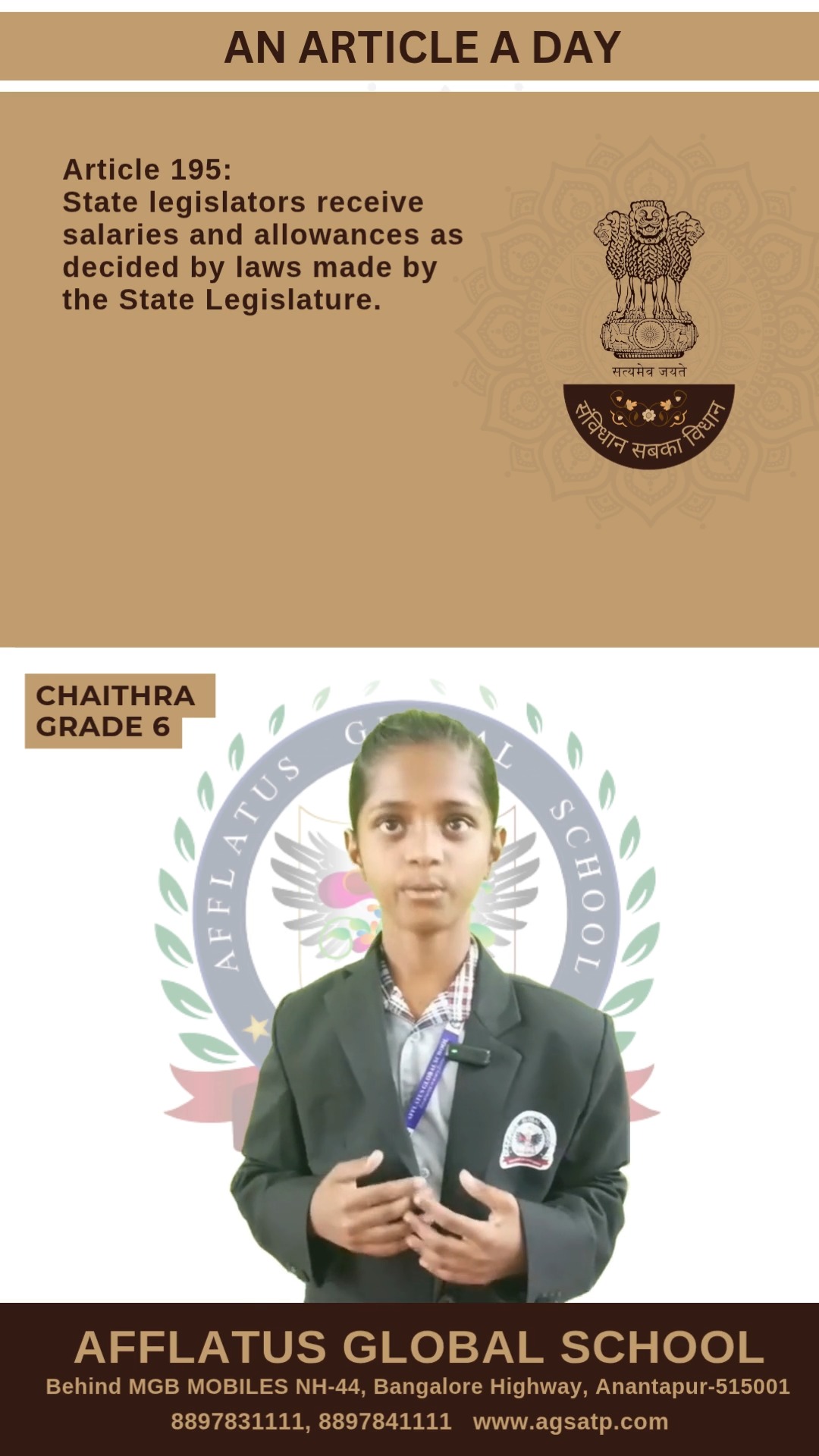 🇮🇳 The Constitution is the foundation of our democracy, and every Article carries a valuable lesson. Our students are proudly learning, presenting, and living these principles every day. 📖✨
#IndianConstitution #SamvidhanSabKaVidhan #ArticleOfTheDay #CitizenFirst #KnowledgeIsPower #StudentDevelopment #ConstitutionalValues #FutureReady #LearningJourney #SchoolInitiative