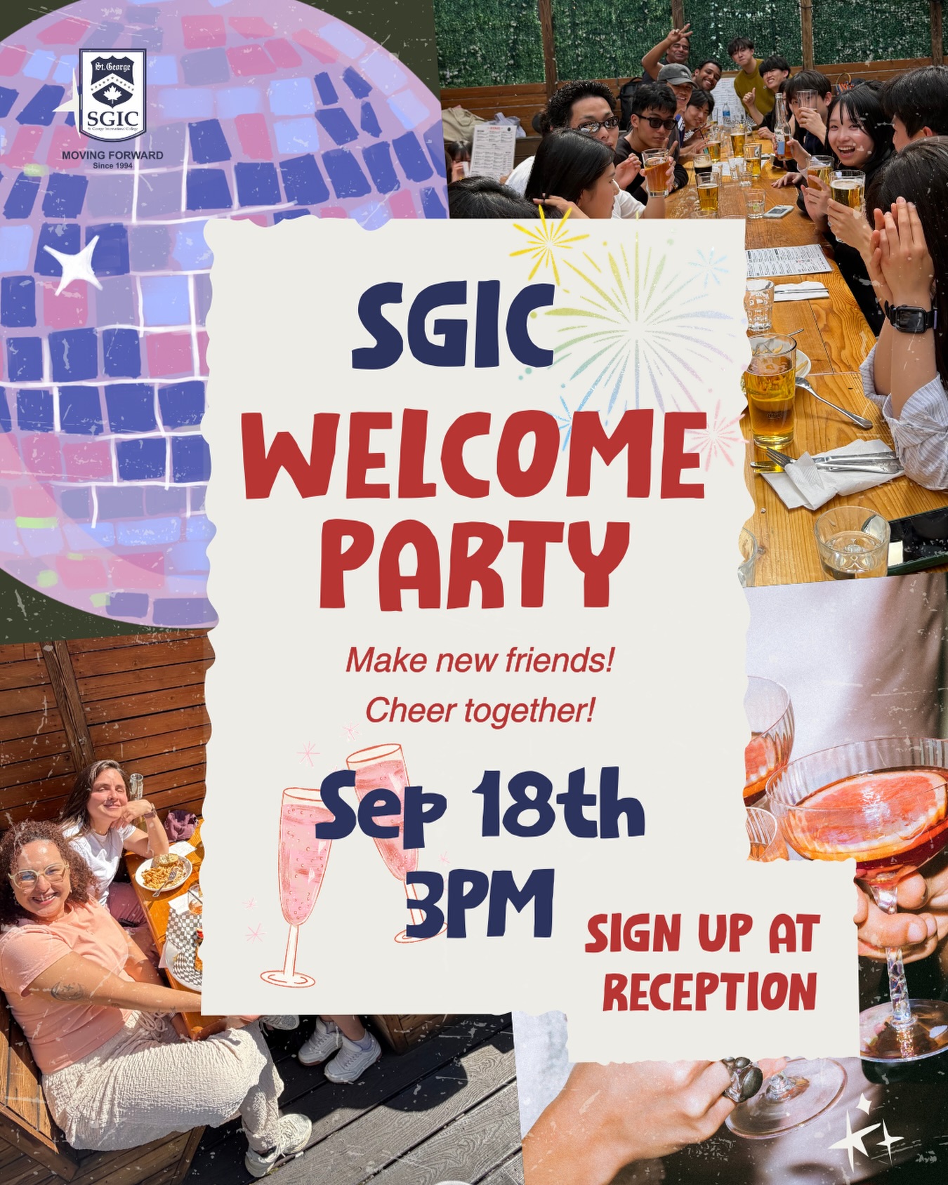 β¨SGIC Welcome Party!π·
Join us for our SGIC Welcome Party this Friday! π
Come celebrate the start of your English journey and meet your classmates from around the world π
Itβs a great opportunity to make new friends, practice English, and have fun outside the classroom!
Sign up at Reception!
π
Date:September 18, 2026
π Location: Reception
π Time: 3PM
#SGIC #WelcomeParty #Toronto #StudyEnglish #internationalstudents