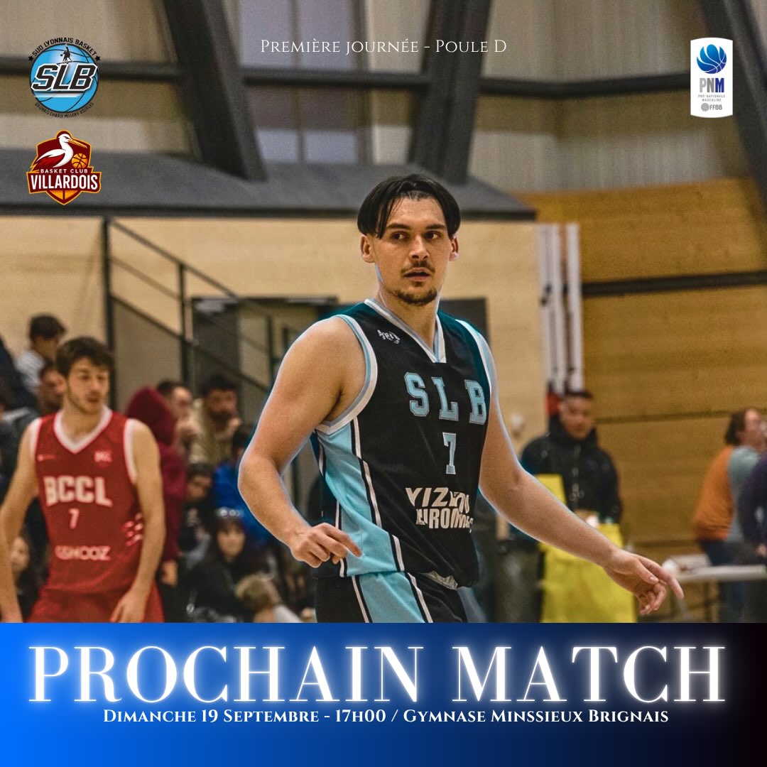 🏀 PROCHAIN MATCH – PNM 🔥
La PNM du Sud Lyonnais Basket retrouve le chemin de la compétition pour la 1re journée de la Poule D ! 💪
🆚 @bc_villardois_
📅 Dimanche 19 septembre
⏰ 17h00
📍 Gymnase Minssieux – Brignais
Venez nombreux encourager nos joueurs et pousser le SLB vers la victoire ! 🖤🩵
🔥 TOUS ENSEMBLE, TOUS SLB !
#SudLyonnaisBasket #SLB #PNM #Basket #BasketBall Brignais
