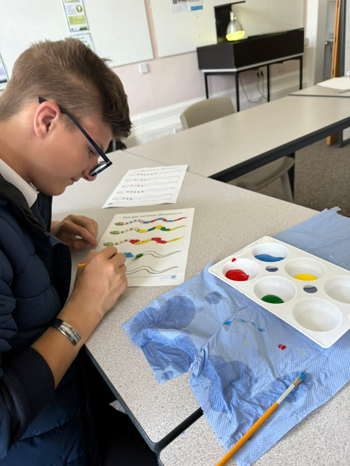 Using paints to work on patterns #patterns #colour #learningisfun