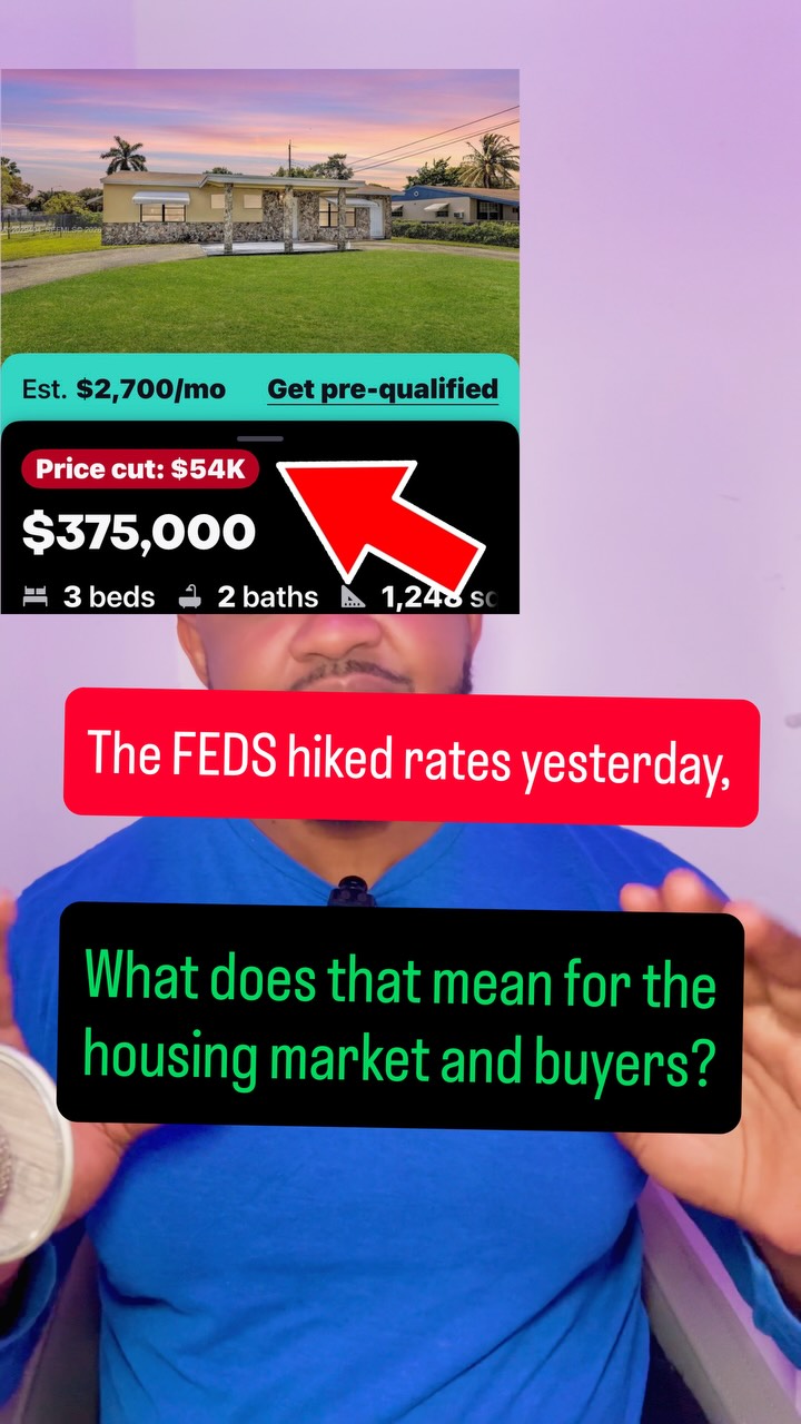 Bottom line, some buyers get sidelined and some can get a great deal. Stop chasing rates but look at individual situations. As a renter you may say this is non of my business but it is! 🤷🏾♂️ landlords will raise your rents . Call me to discuss your client’s financing 786-657-6458
#loancommander #loanofficer #interestrates #housingmarketupdate #homebuyers
