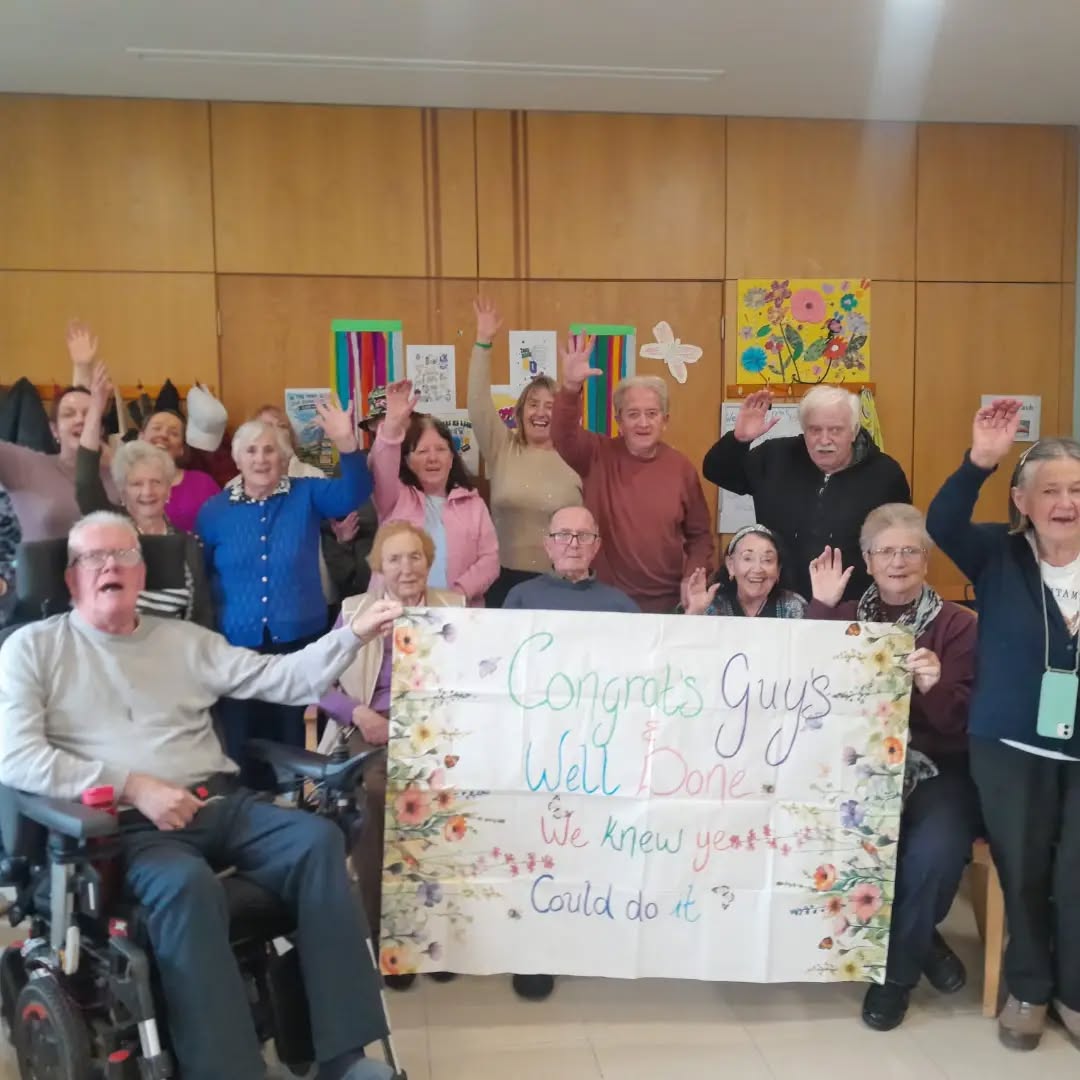 The members of the social club were busy chatting, laughing and getting creative as they made this wonderful banner for Mike and Alanna. A huge congratulations to you both on such a wonderful achievement π β€οΈ π