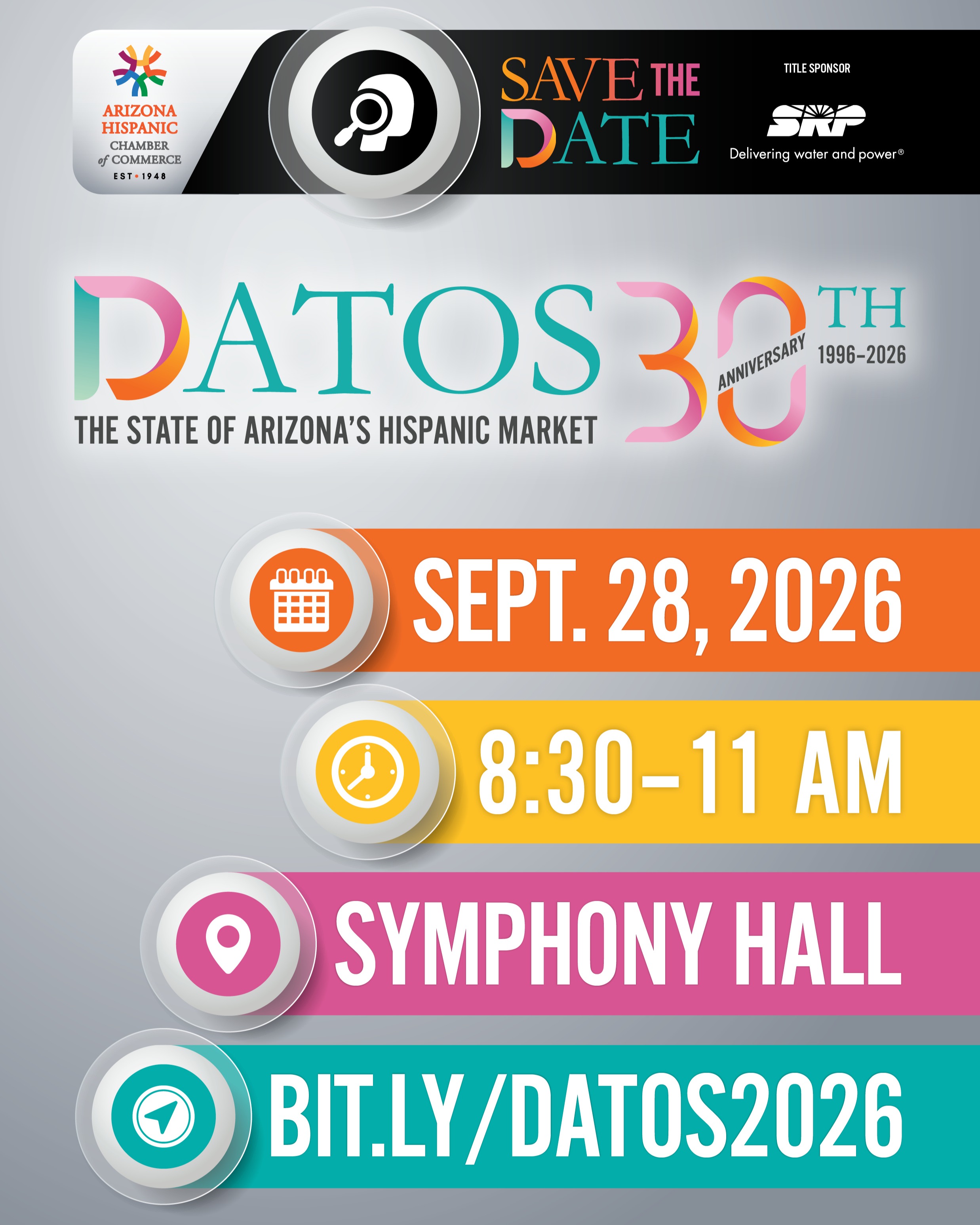 Thirty years of data. Perspective. And a closer look at the forces shaping Arizona.
Community Icons is pleased to share the Arizona Hispanic Chamber of Commerce’s invitation to the 30th Annual DATOS: The State of Arizona’s Hispanic Market — a signature Arizona event marking three decades of research, perspective, and conversation around the forces shaping the state’s Hispanic market.
This year, DATOS turns its attention to Environmental Quality, examining its connection to economic growth, public health, workforce development, and the future of Arizona’s communities.
For three decades, DATOS has brought context to the numbers, giving data, leadership, and lived experience a seat at the table to deepen our understanding of Arizona and the communities shaping its future.
September 28, 2026
Phoenix Symphony Hall
Presented by @azhcc
Community Icons
The Journal of Timeless Influence