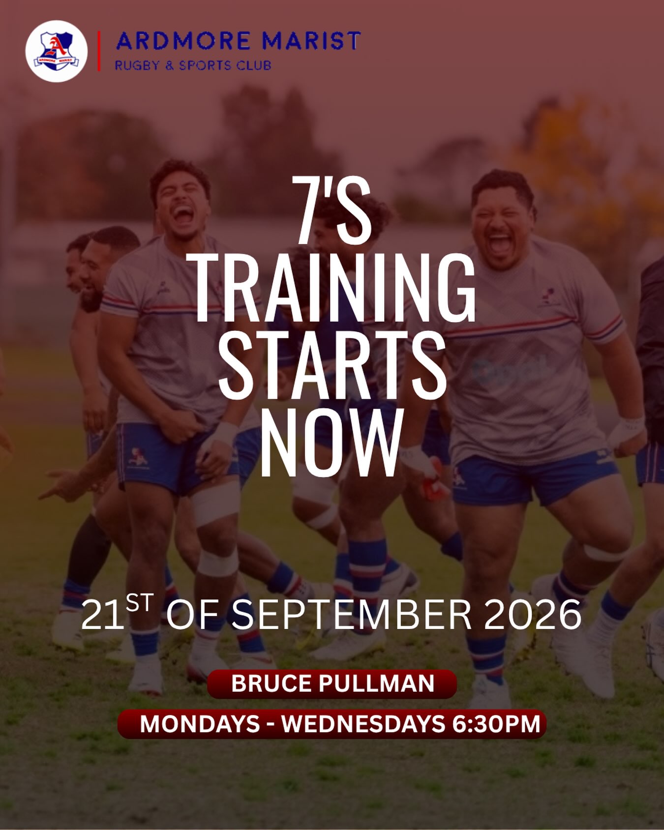 Calling all senior players, 7s season starts now. Bring your boots and a mate 🤍💙❤️ #ardyup