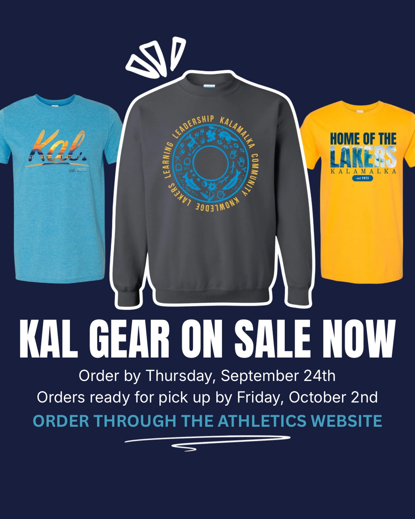 Order your Kal gear by next Thursday!! Lots of non athletics and athletics wear available.
#kalamalkasecondary #vernonbc #coldstreambc #kalamalkagear